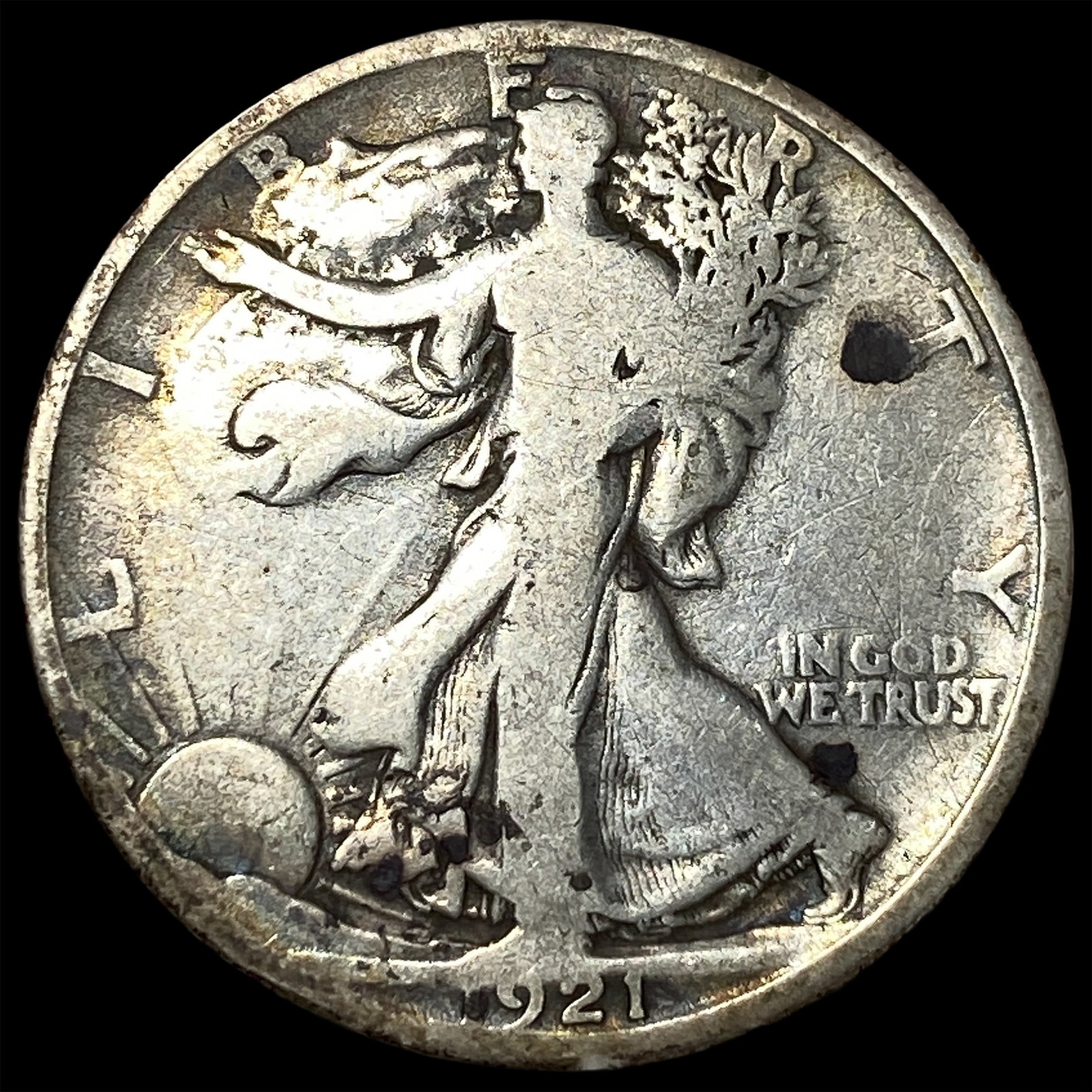 1921-D Silver Walking Liberty Half Dollar ABOUT UNCIRCULATED: 1921-D Silver Walking Liberty Half Dollar ABOUT UNCIRCULATED