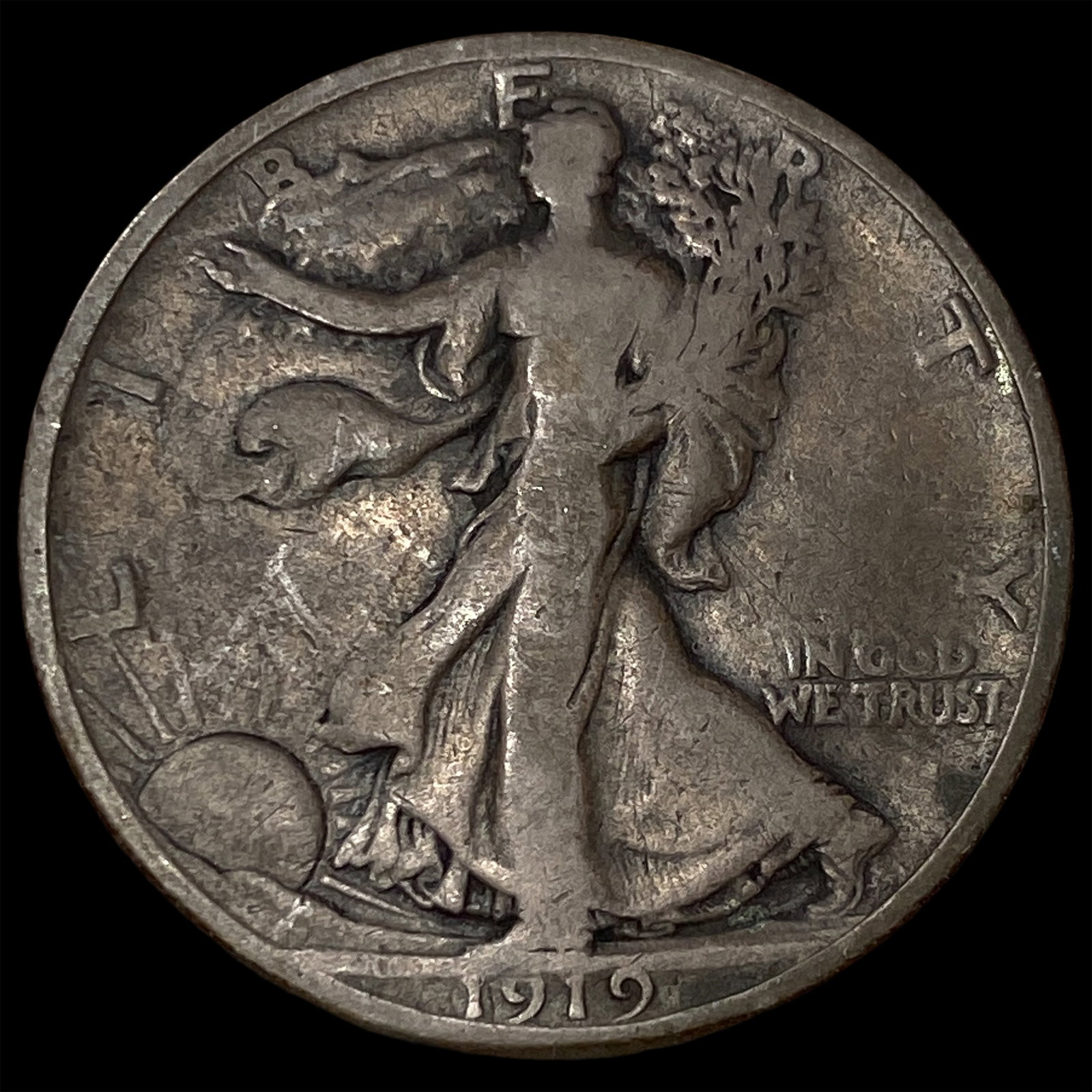1919-S Silver Walking Liberty Half Dollar NICELY CIRCULATED: 1919-S Silver Walking Liberty Half Dollar NICELY CIRCULATED