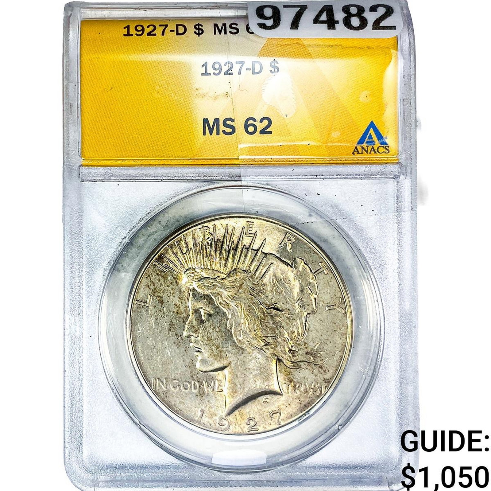 1927-D Silver Peace Dollar ANACS MS62: 1927-D Silver Peace Dollar ANACS MS62