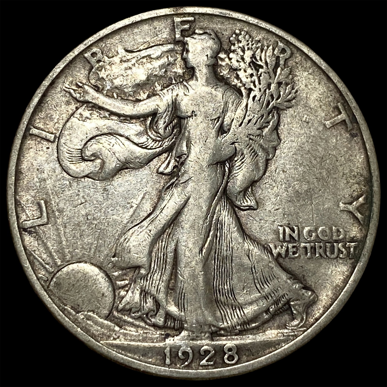 1928-S Silver Walking Liberty Half Dollar CLOSELY UNCIRCULATED: 1928-S Silver Walking Liberty Half Dollar CLOSELY UNCIRCULATED