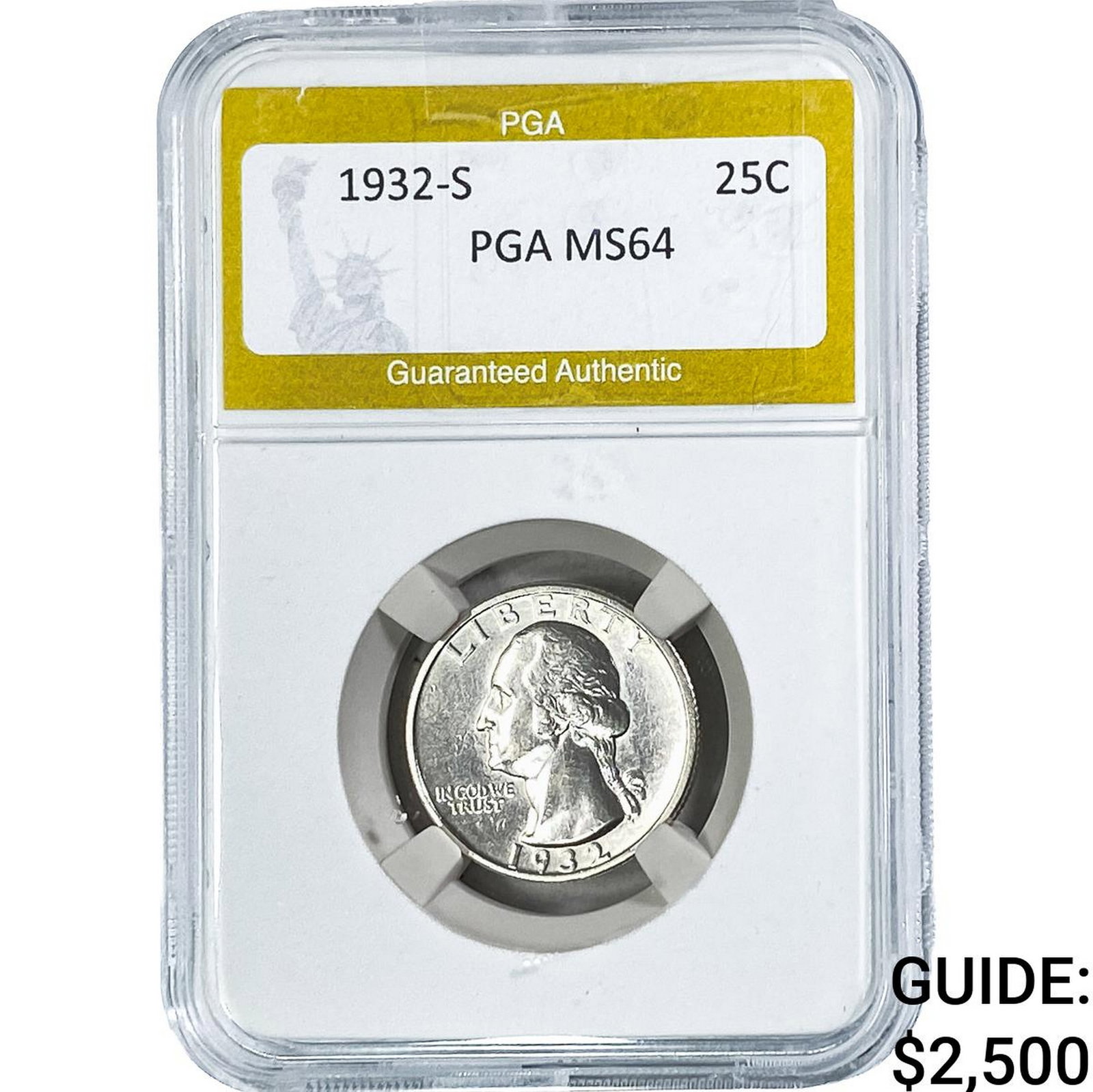 1932-S Washington Silver Quarter PGA MS64: 1932-S Washington Silver Quarter PGA MS64