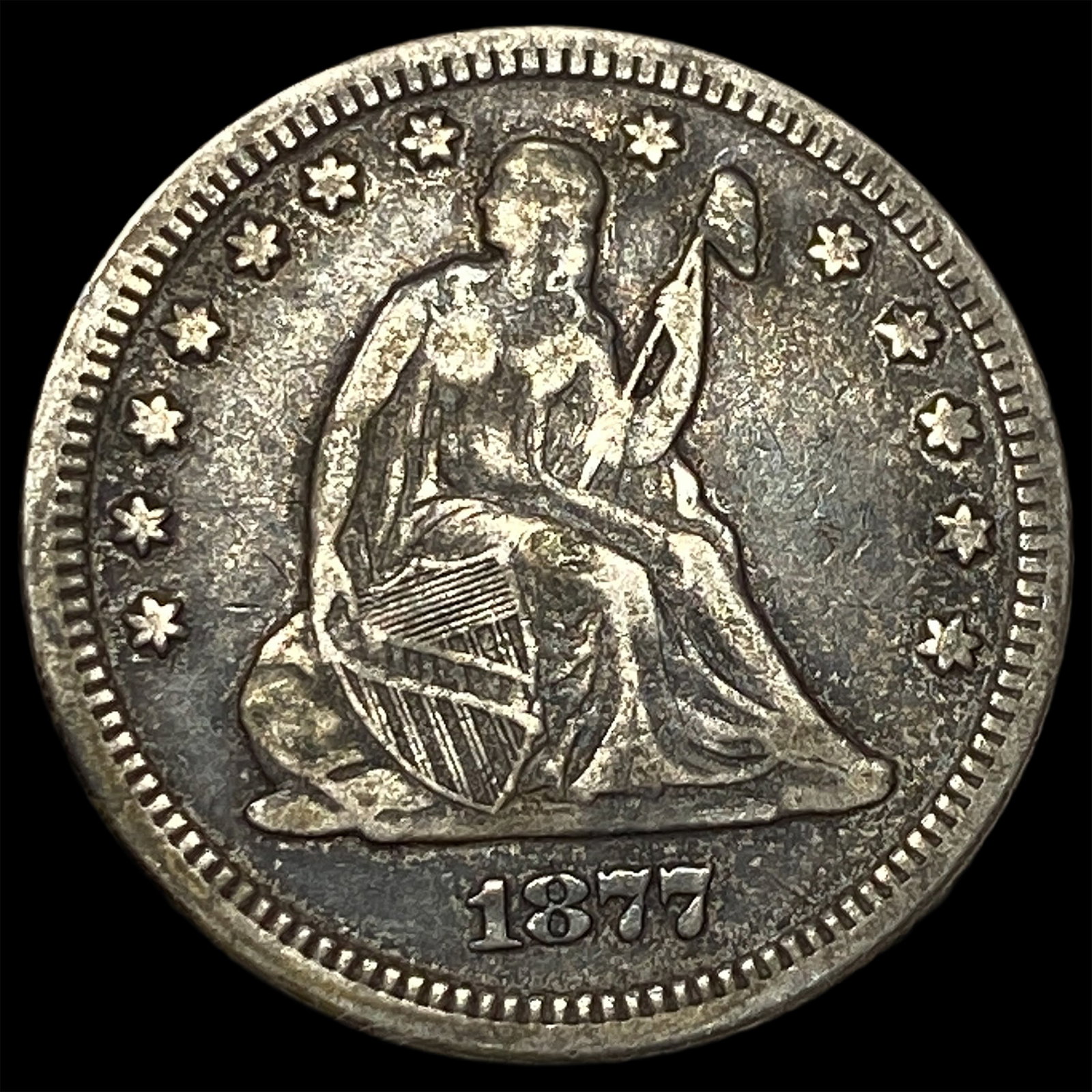 1877 Seated Liberty Quarter NEARLY UNCIRCULATED: 1877 Seated Liberty Quarter NEARLY UNCIRCULATED