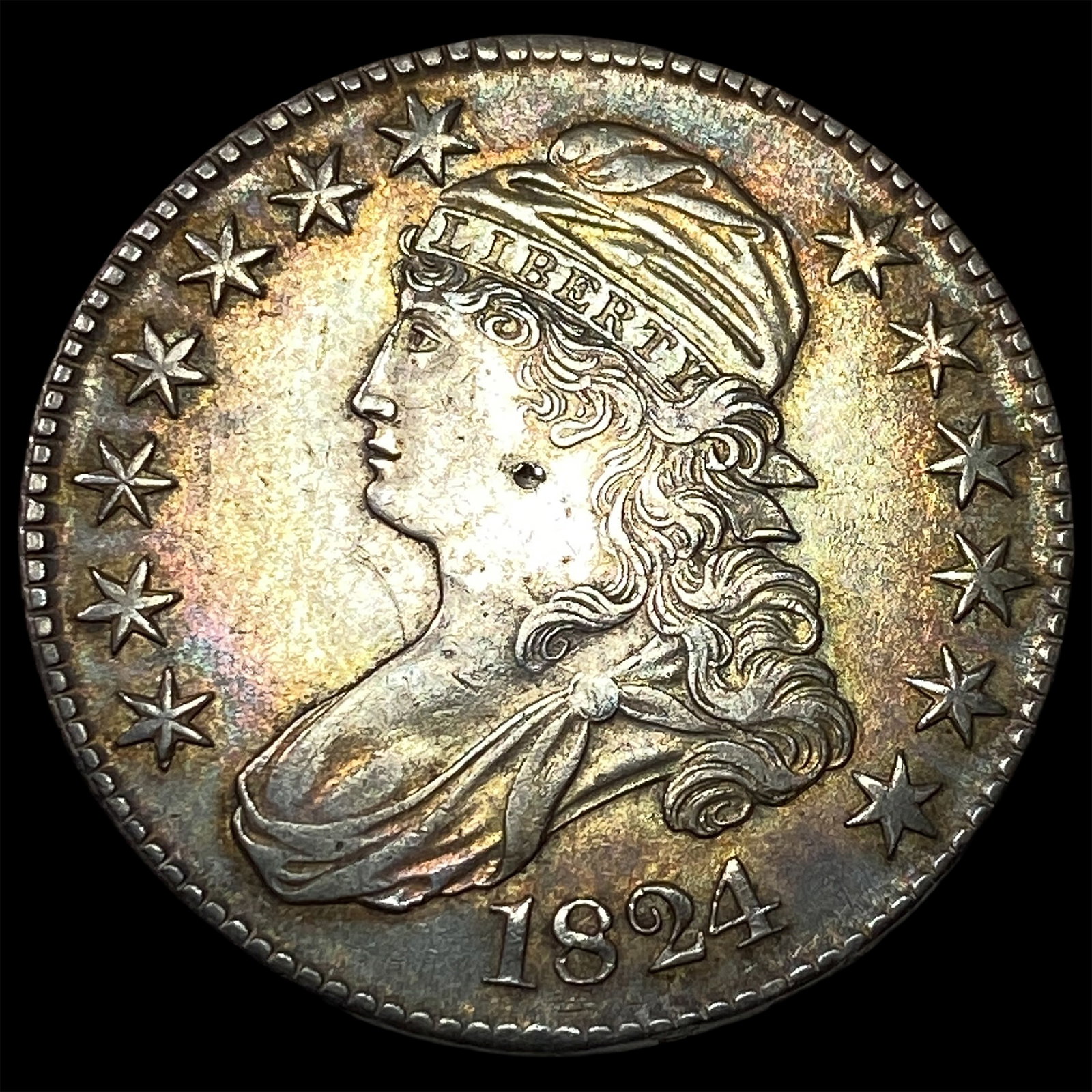 1824 Capped Bust Half Dollar CLOSELY UNCIRCULATED: 1824 Capped Bust Half Dollar CLOSELY UNCIRCULATED