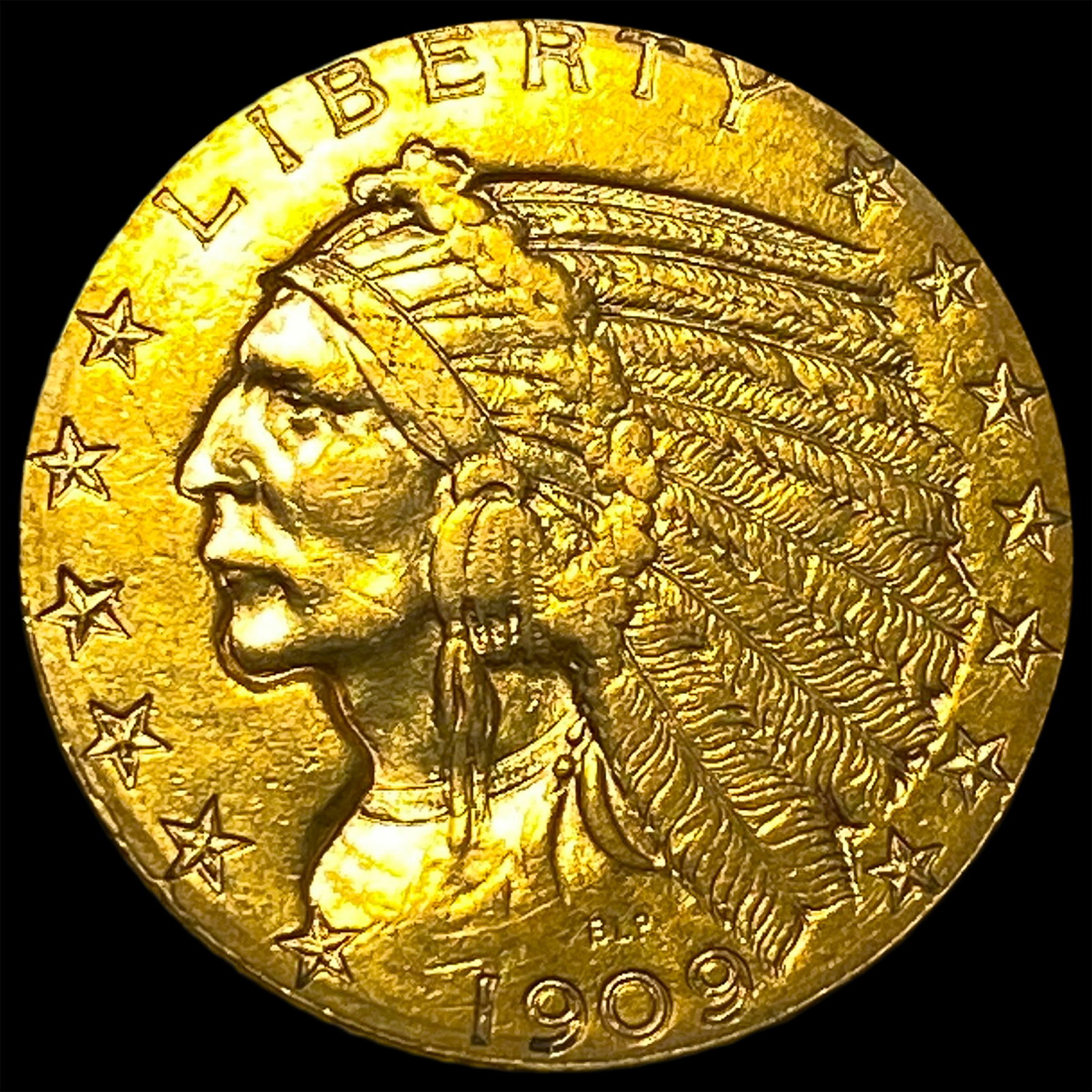 1909 Indian Head Half Eagle $5 Gold CLOSELY UNCIRCULATED: 1909 Indian Head Half Eagle $5 Gold CLOSELY UNCIRCULATED