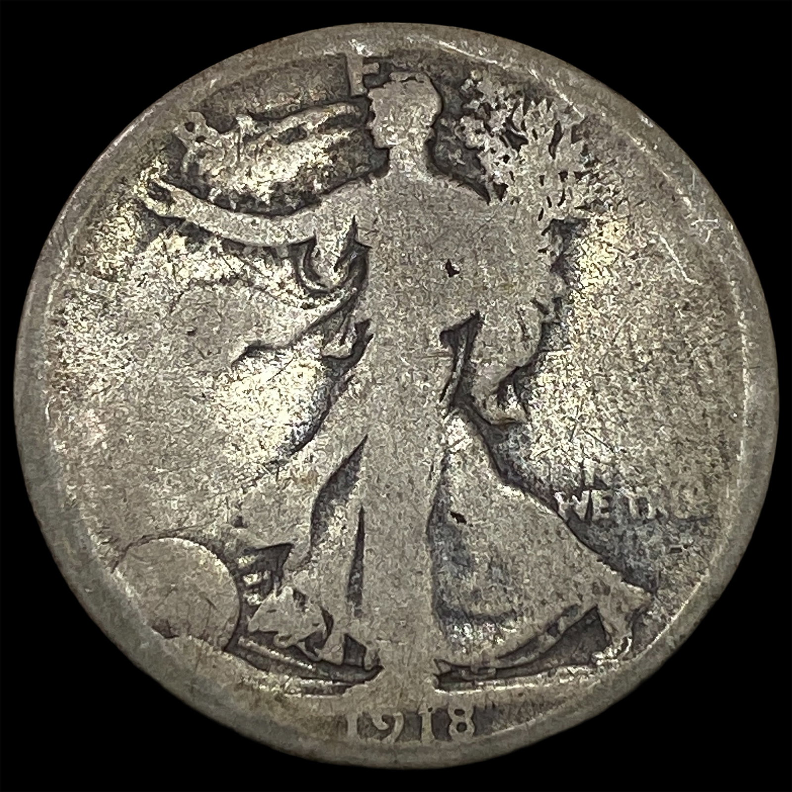 1918-S Silver Walking Liberty Half Dollar NICELY CIRCULATED: 1918-S Silver Walking Liberty Half Dollar NICELY CIRCULATED