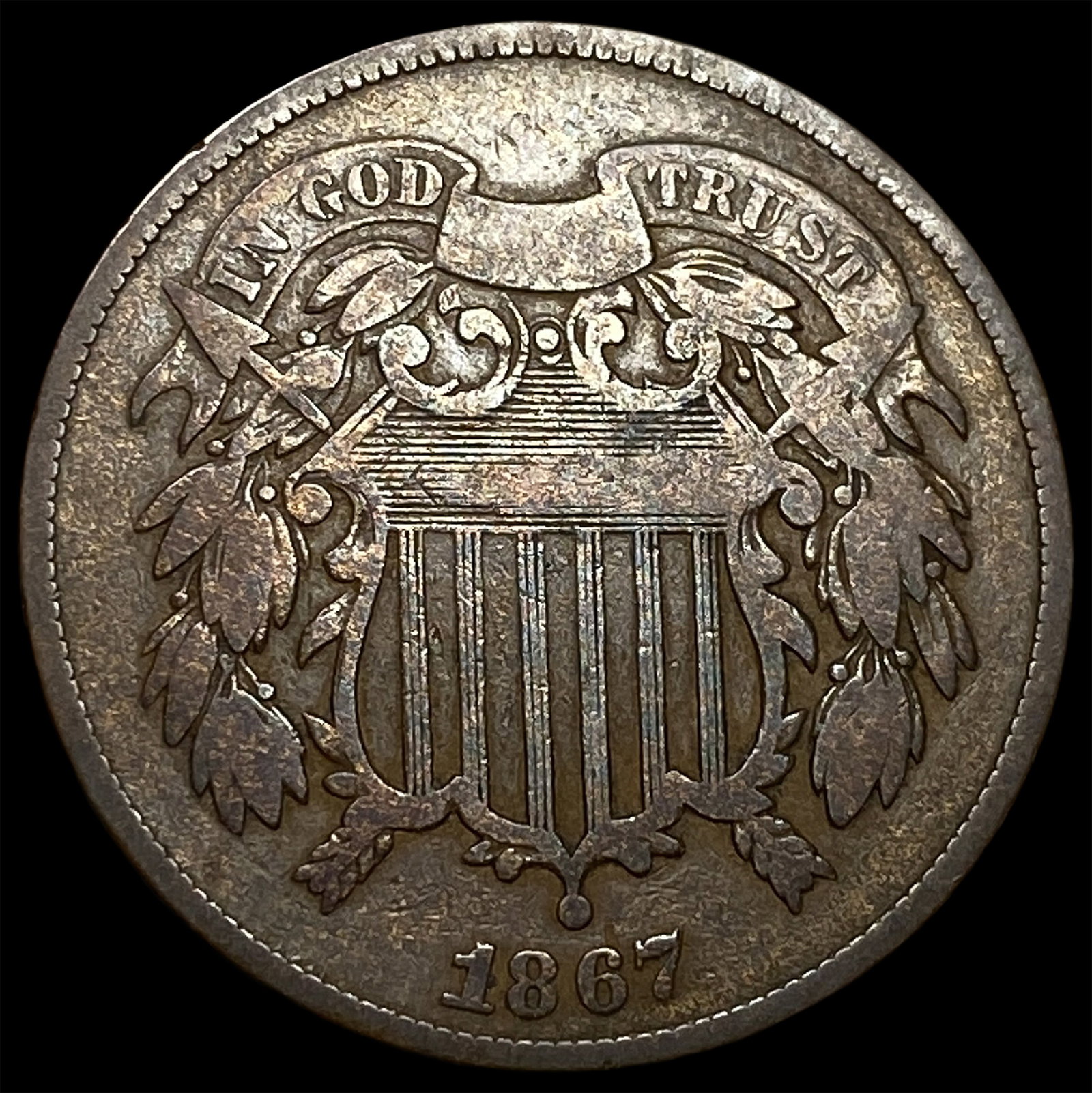 1867 Two-Cent Piece NEARLY UNCIRCULATED (1 of 2)
