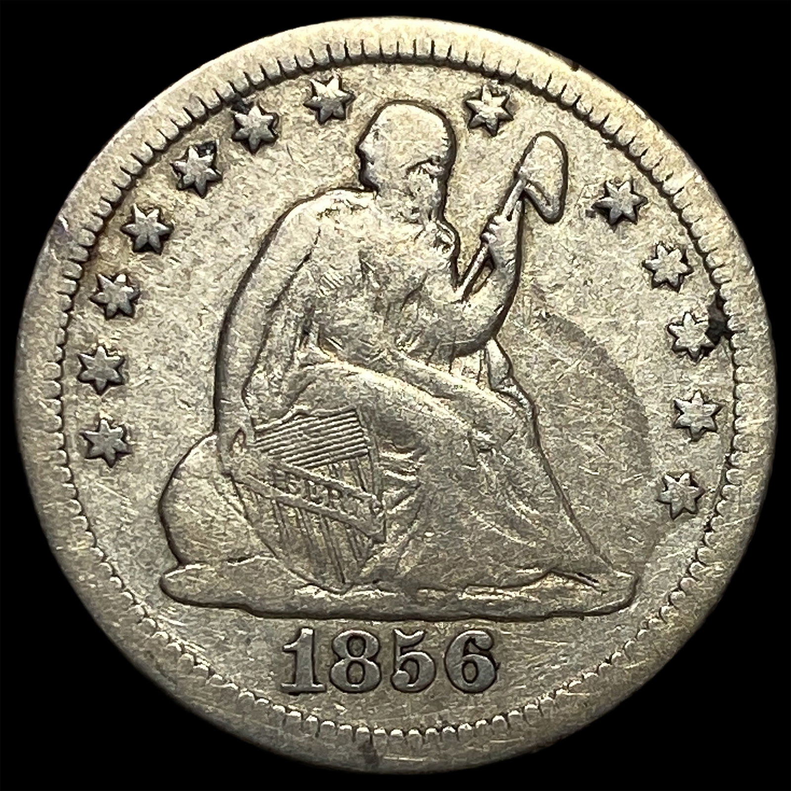 1856-O Silver Seated Liberty Quarter NEARLY UNCIRCULATED: 1856-O Silver Seated Liberty Quarter NEARLY UNCIRCULATED