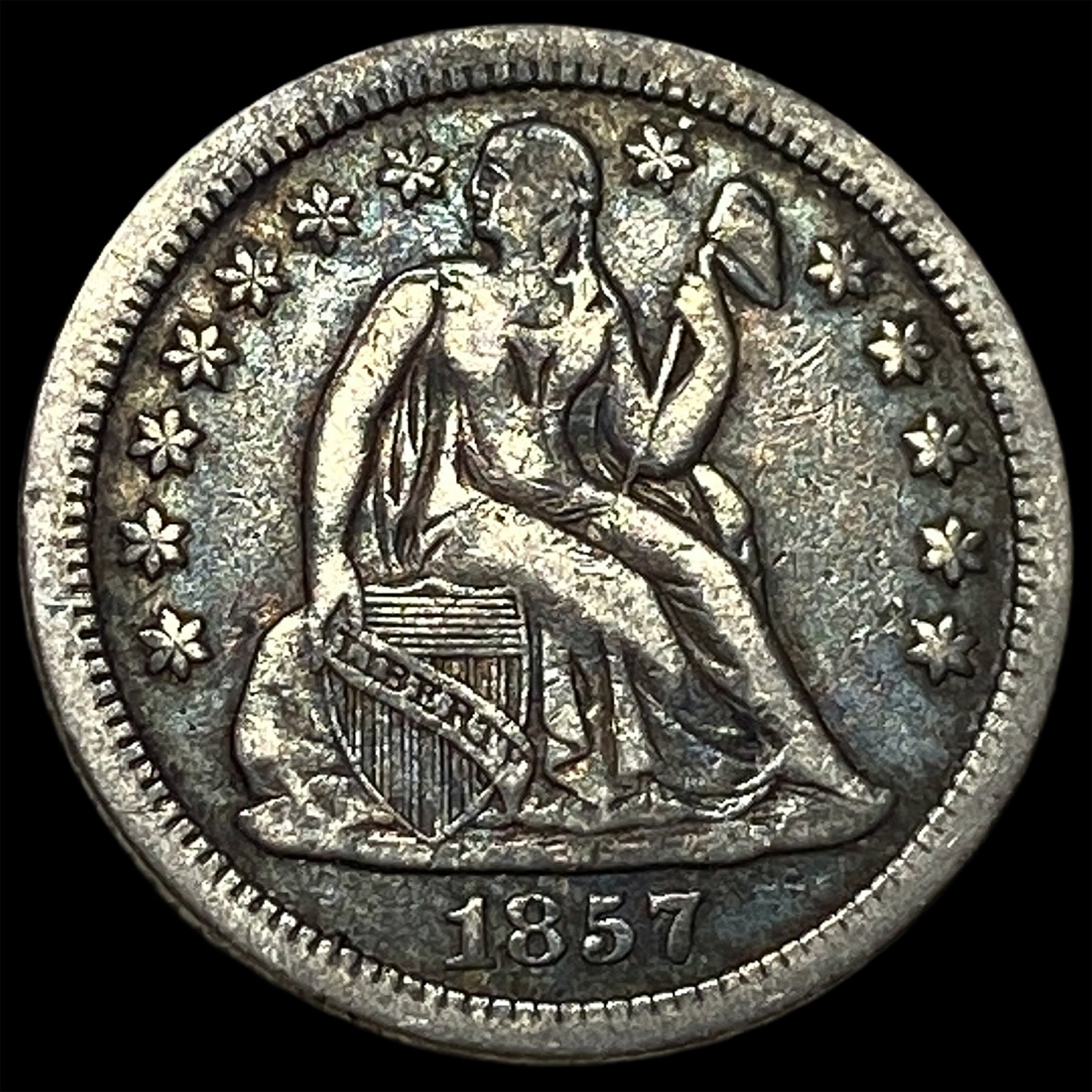 1857-O Silver Seated Liberty Dime NEARLY UNCIRCULATED: 1857-O Silver Seated Liberty Dime NEARLY UNCIRCULATED