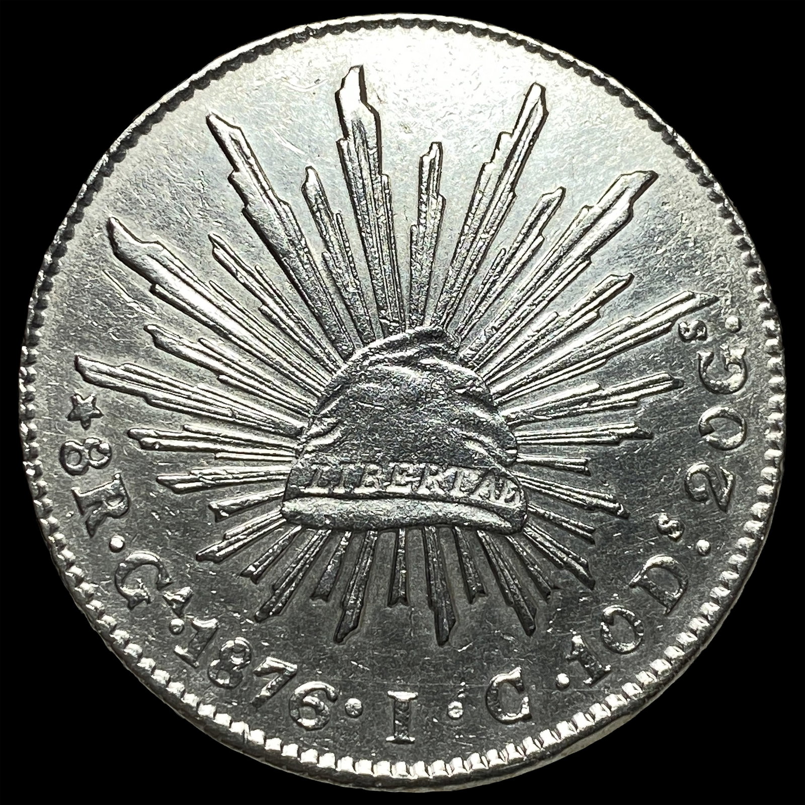 1876-Mo C Mexico Silver 8 Reales CHOICE AU: 1876-Mo C Mexico Silver 8 Reales CHOICE AU