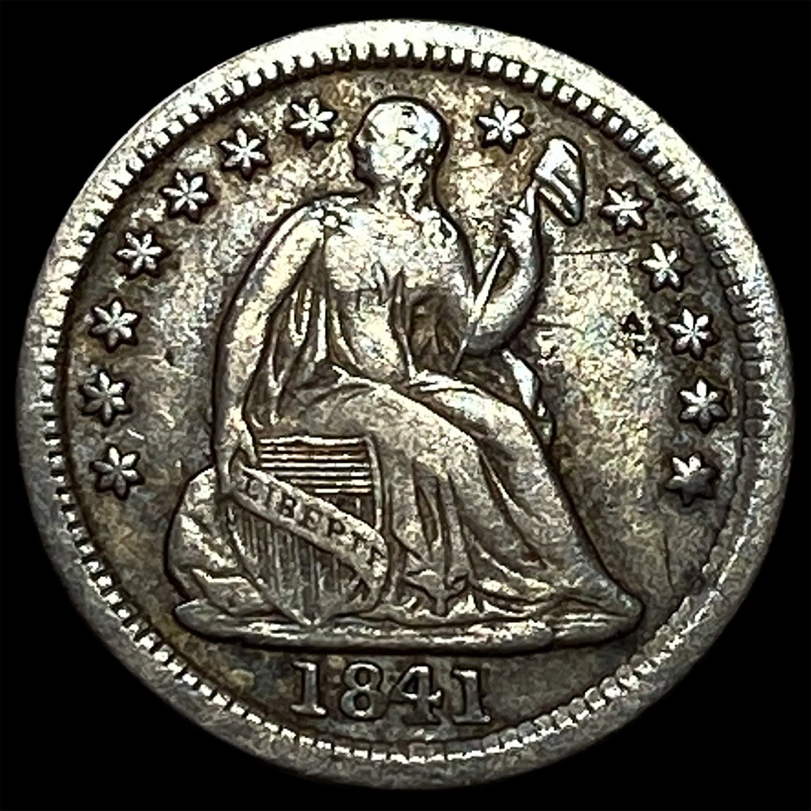 1841-O Silver Half Dime NEARLY UNCIRCULATED: 1841-O Silver Half Dime NEARLY UNCIRCULATED