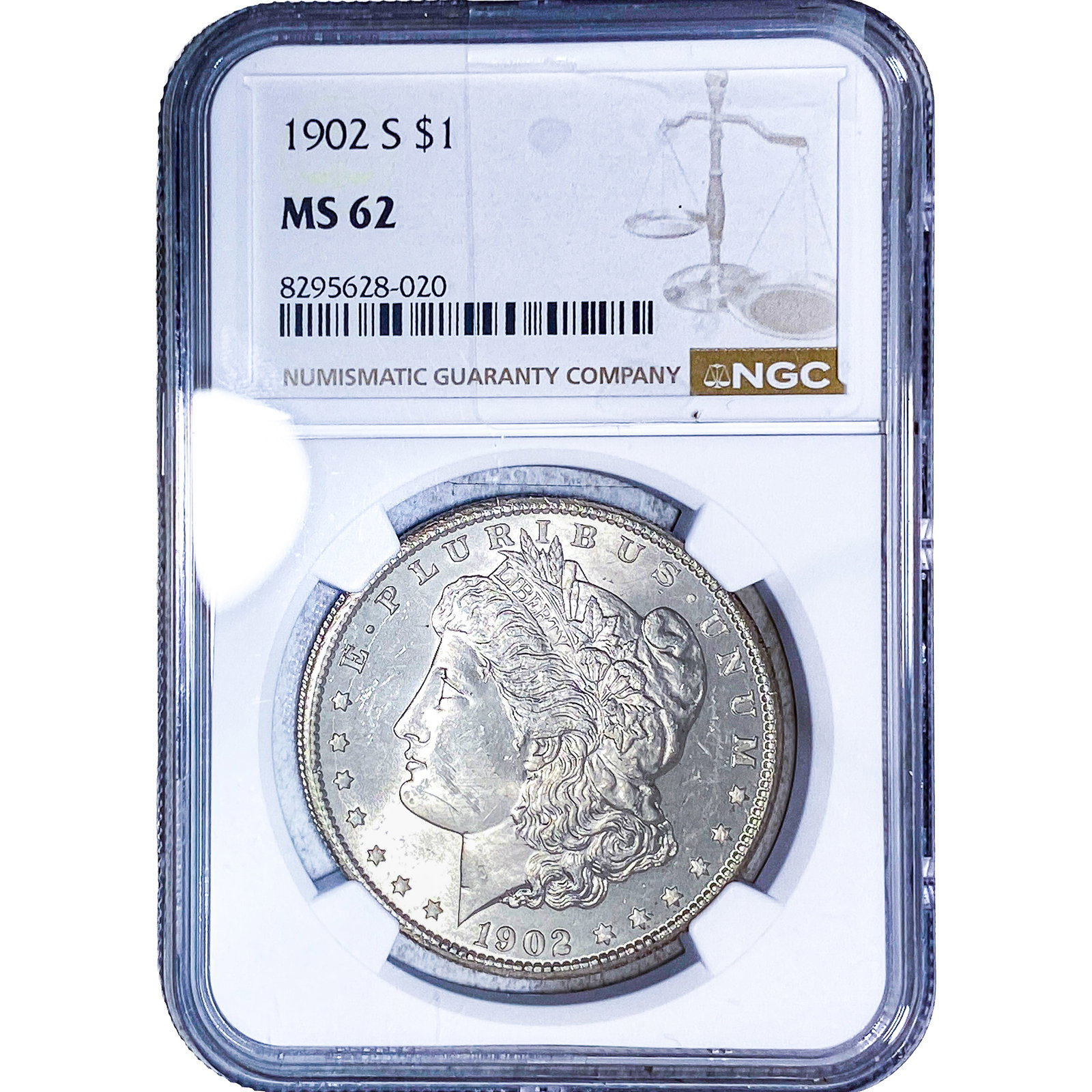 1902-S Morgan Silver Dollar NGC MS62: 1902-S Morgan Silver Dollar NGC MS62