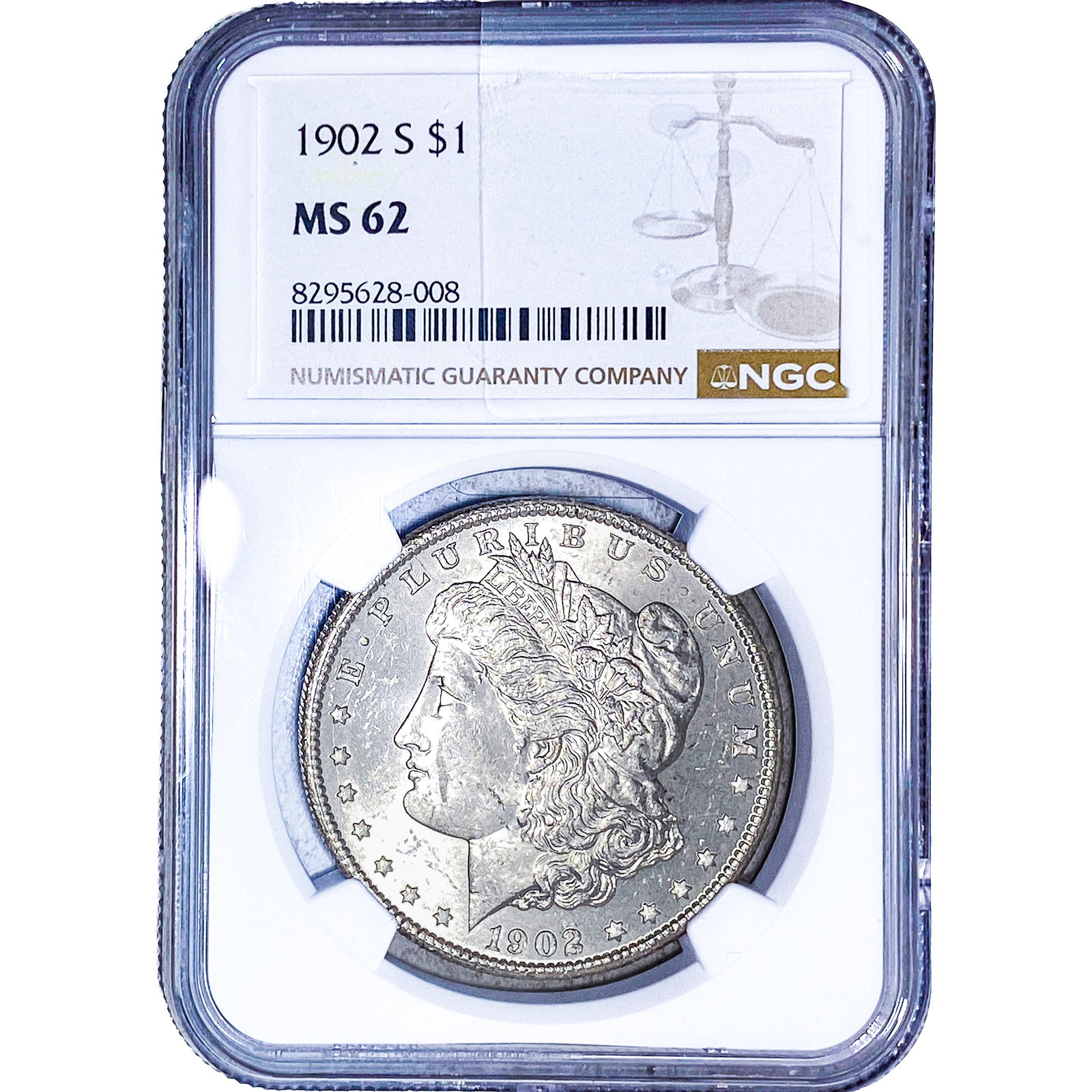 1902-S Morgan Silver Dollar NGC MS62: 1902-S Morgan Silver Dollar NGC MS62