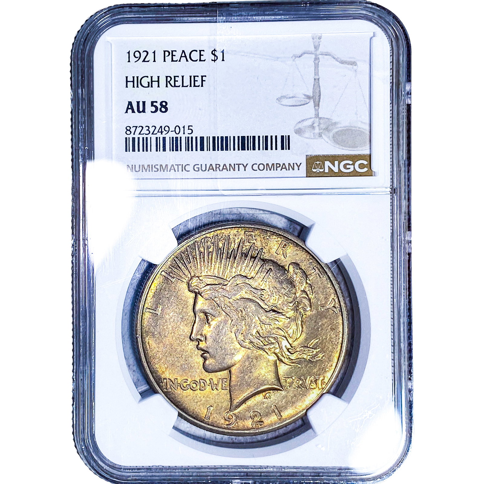 1921 Silver Peace Dollar NGC SU58 High Relief: 1921 Silver Peace Dollar NGC SU58 High Relief