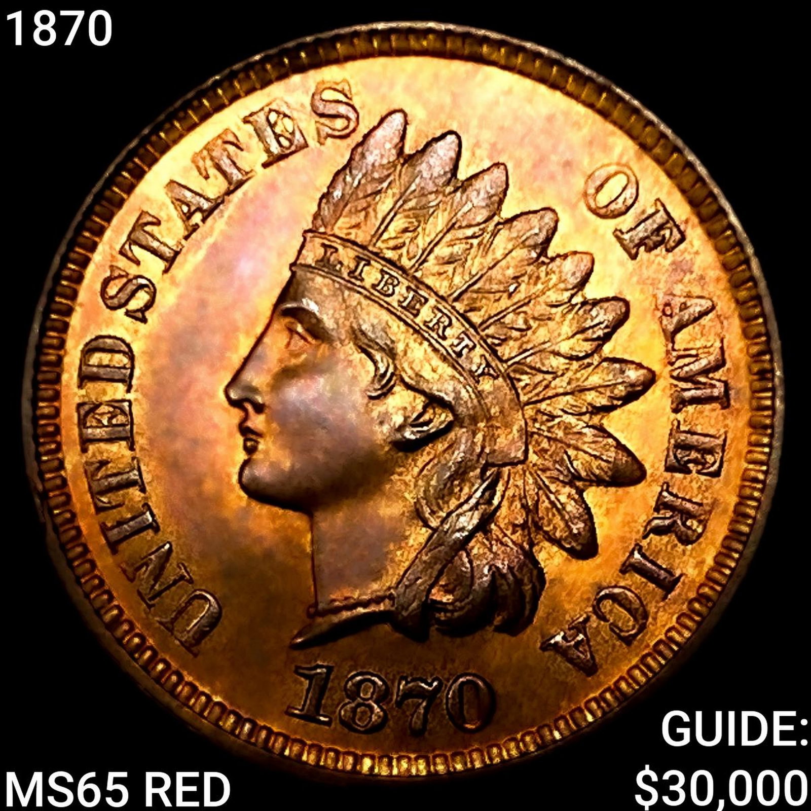 1870 Indian Head Cent GEM BU RD: 1870 Indian Head Cent GEM BU RD