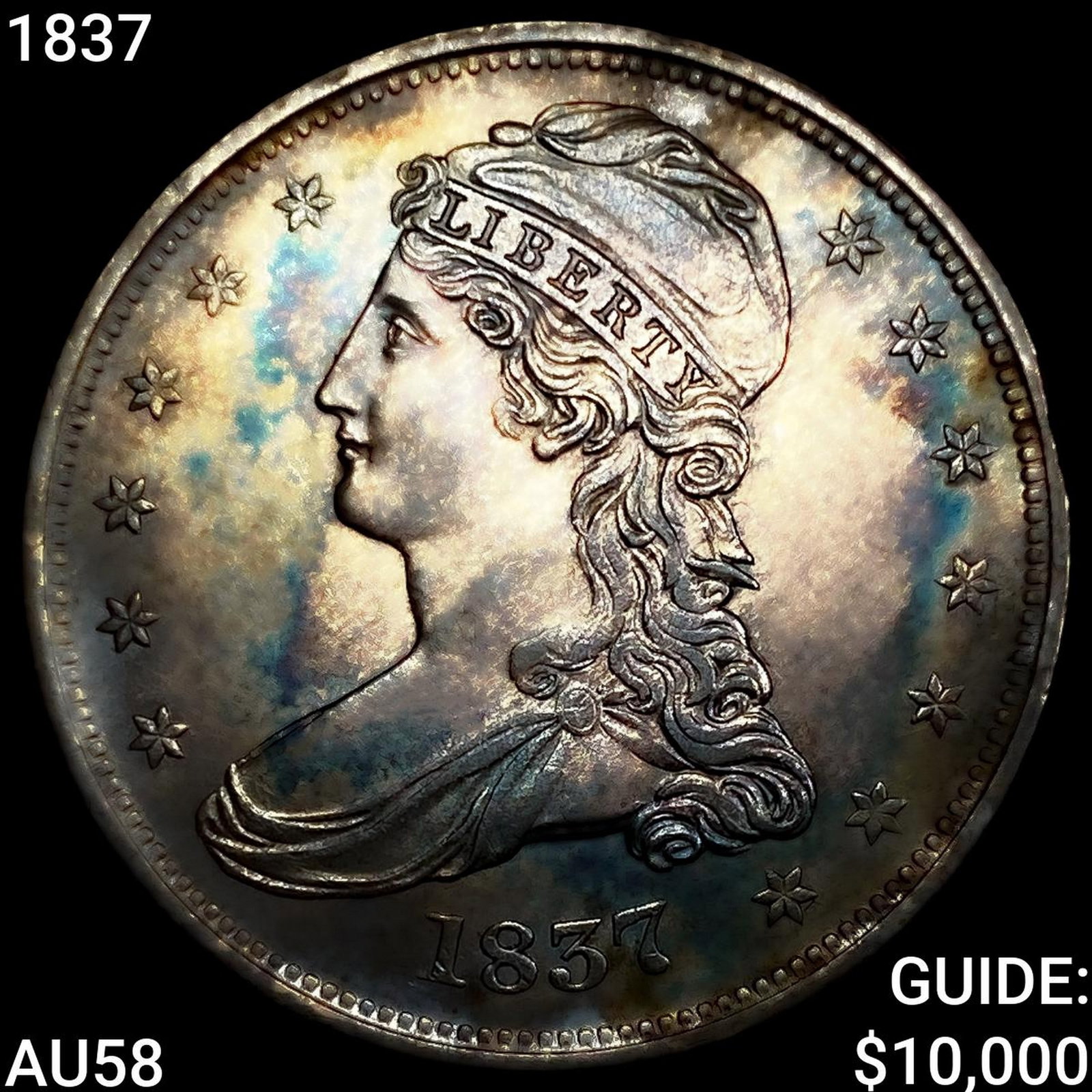 1837 Capped Bust Half Dollar CHOICE AU: 1837 Capped Bust Half Dollar CHOICE AU
