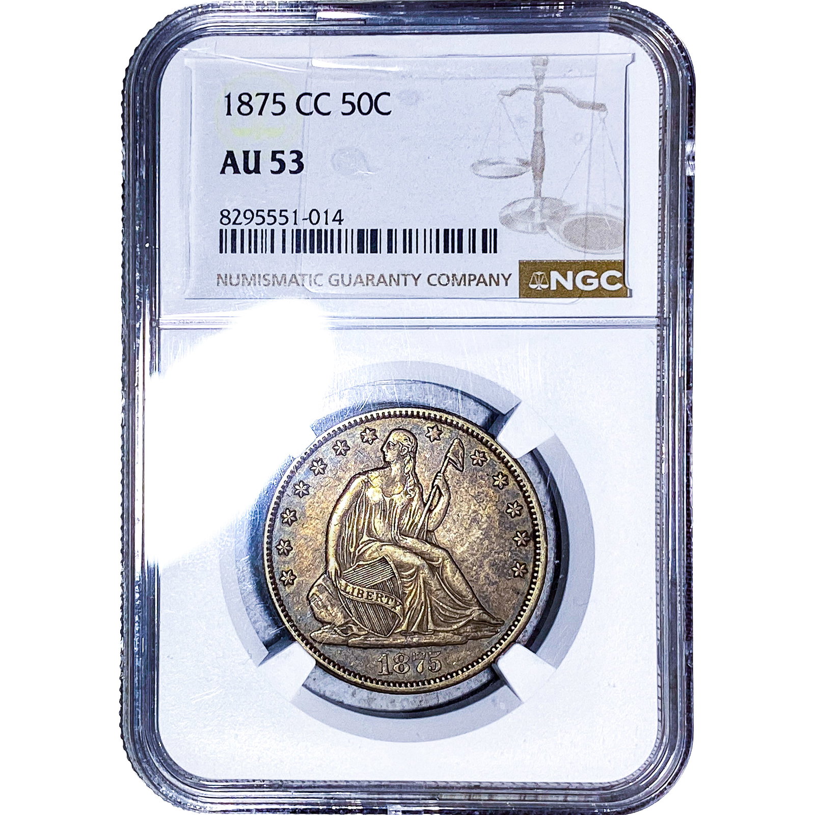 1875-CC Seated Liberty Half Dollar NGC AU53: 1875-CC Seated Liberty Half Dollar NGC AU53