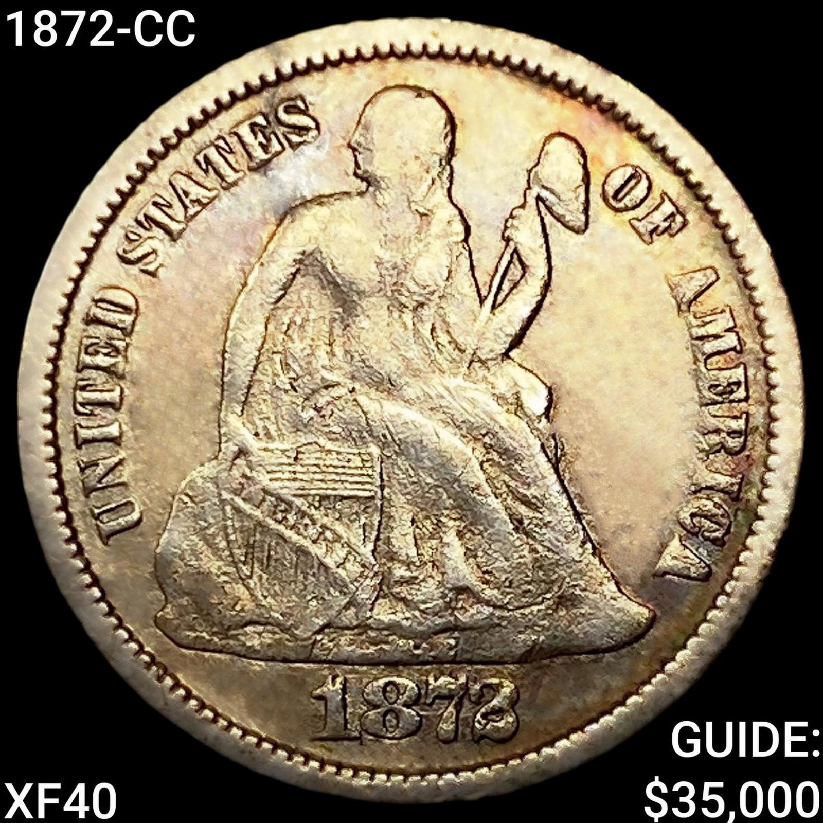 1872-CC Seated Liberty Dime NEARLY UNCIRCULATED (1 of 2)