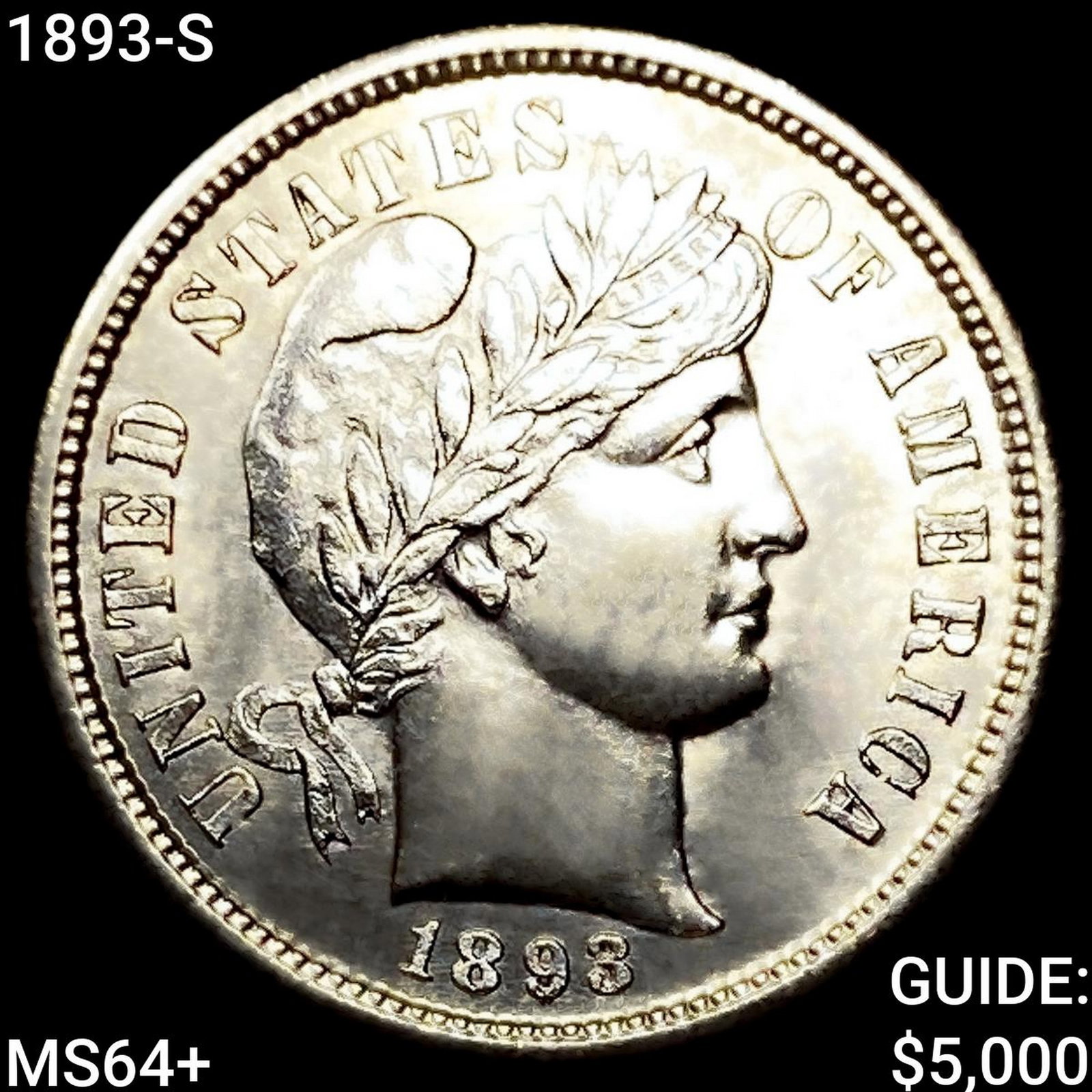 1893-S Barber Dime CHOICE BU+: 1893-S Barber Dime CHOICE BU+