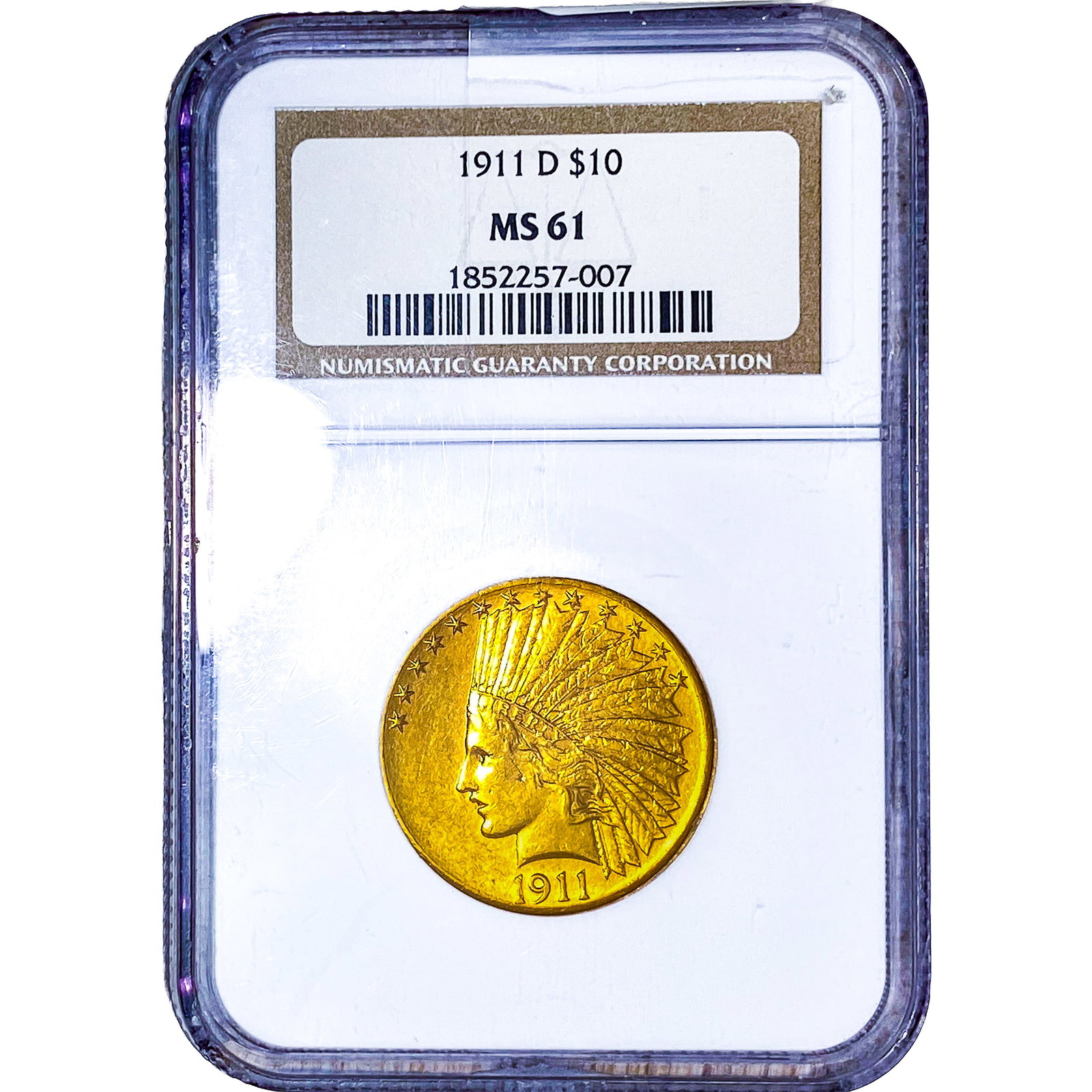 1911-D $10 Gold Eagle NGC MS61: 1911-D $10 Gold Eagle NGC MS61