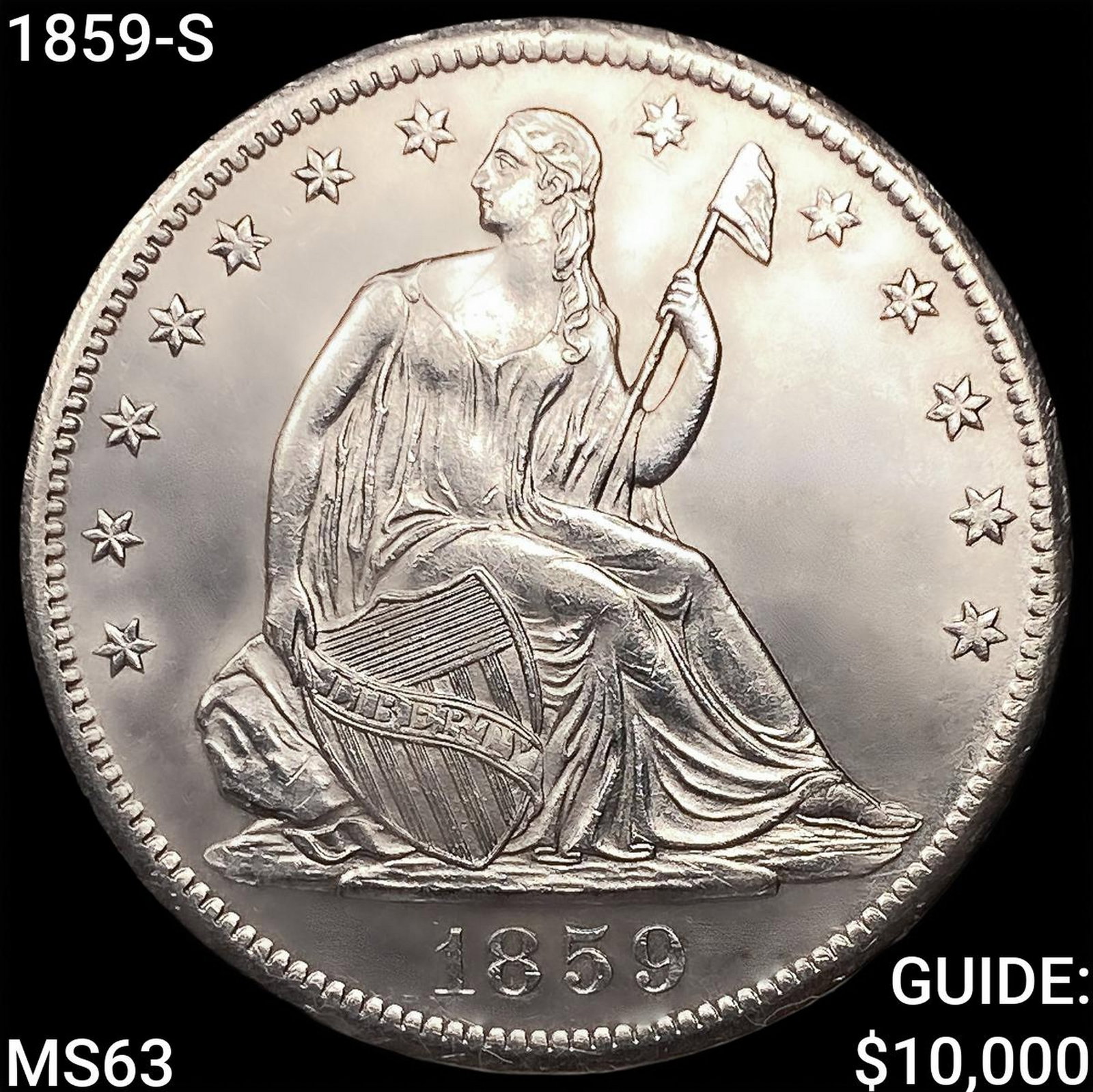 1859-S Seated Liberty Half Dollar CHOICE BU: 1859-S Seated Liberty Half Dollar CHOICE BU