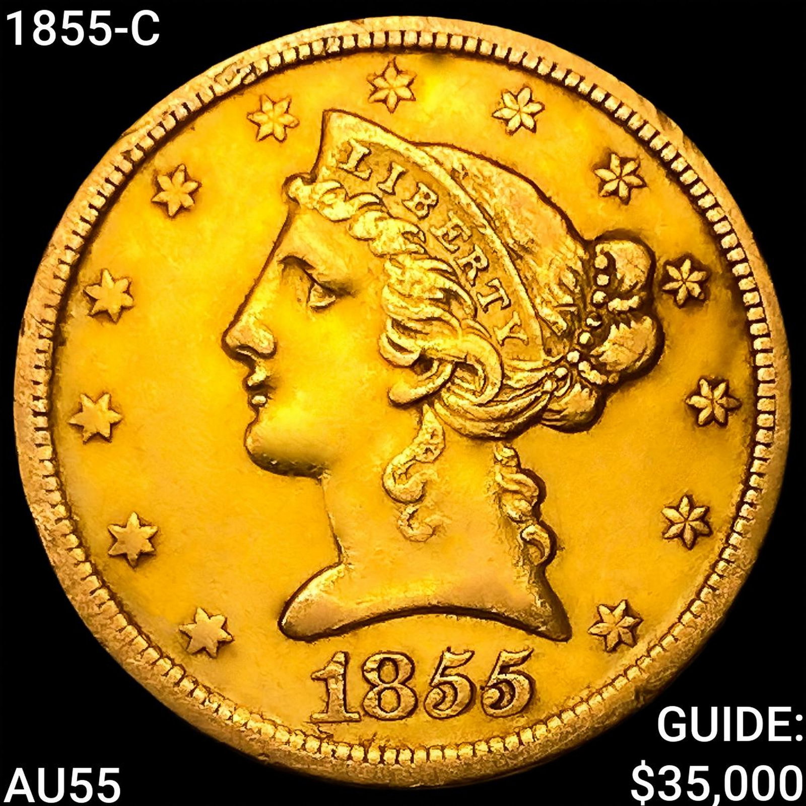 1855-C $5 Gold Half Eagle HIGH GRADE (1 of 2)