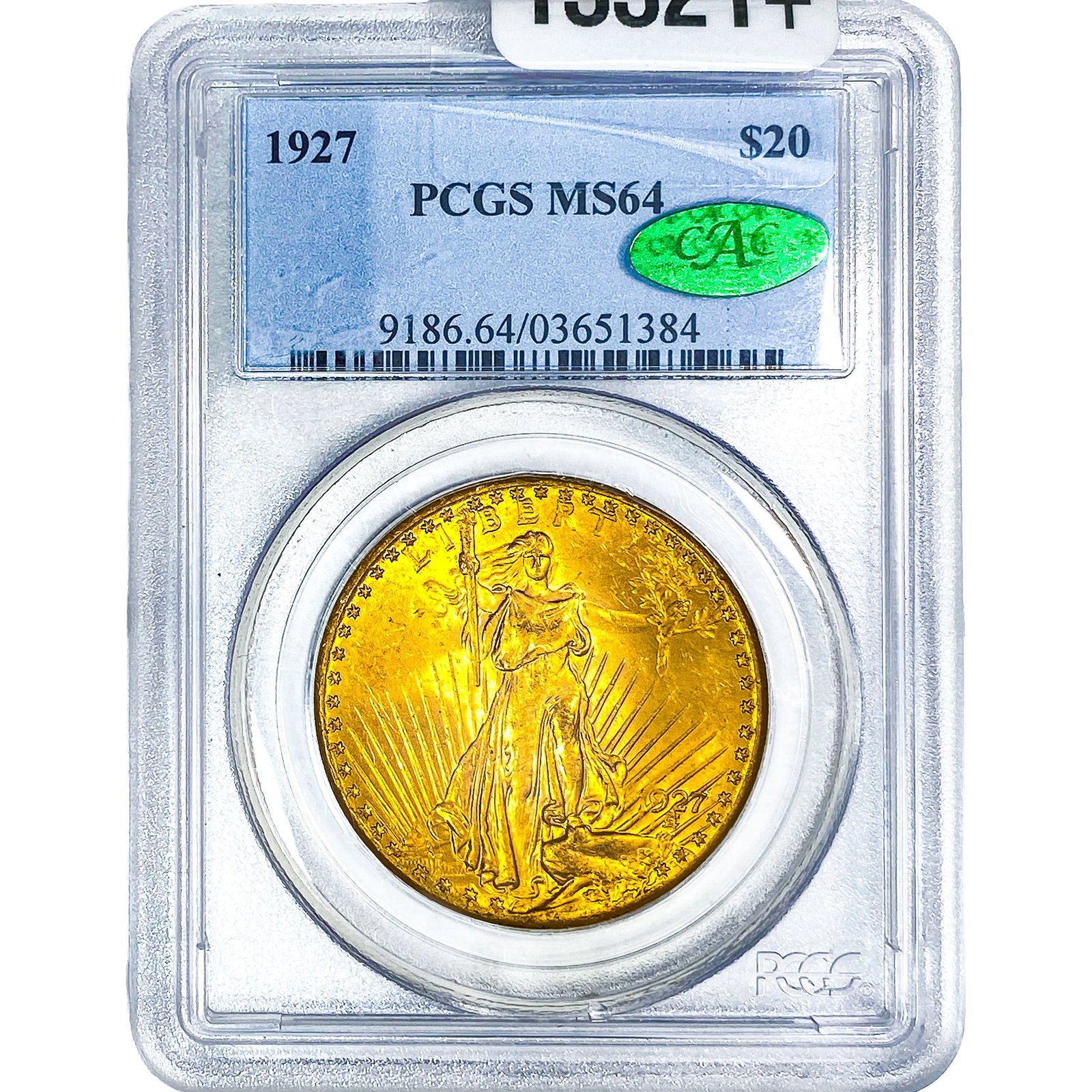 1927 CAC $20 Gold Double Eagle PCGS MS64: 1927 CAC $20 Gold Double Eagle PCGS MS64