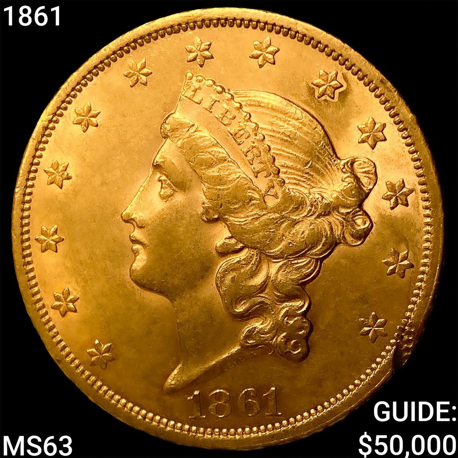 1861 $20 Gold Double Eagle CHOICE BU (1 of 2)