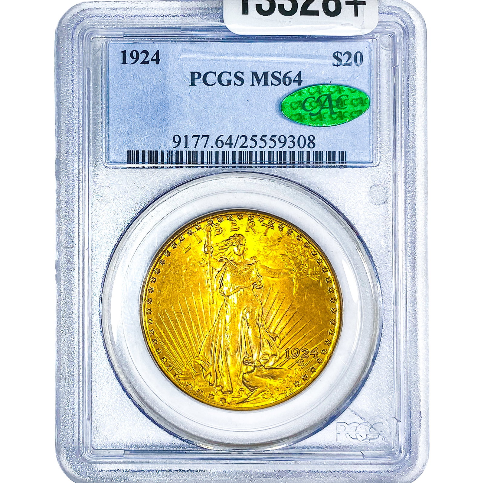 1924 CAC $20 Gold Double Eagle PCGS MS64: 1924 CAC $20 Gold Double Eagle PCGS MS64