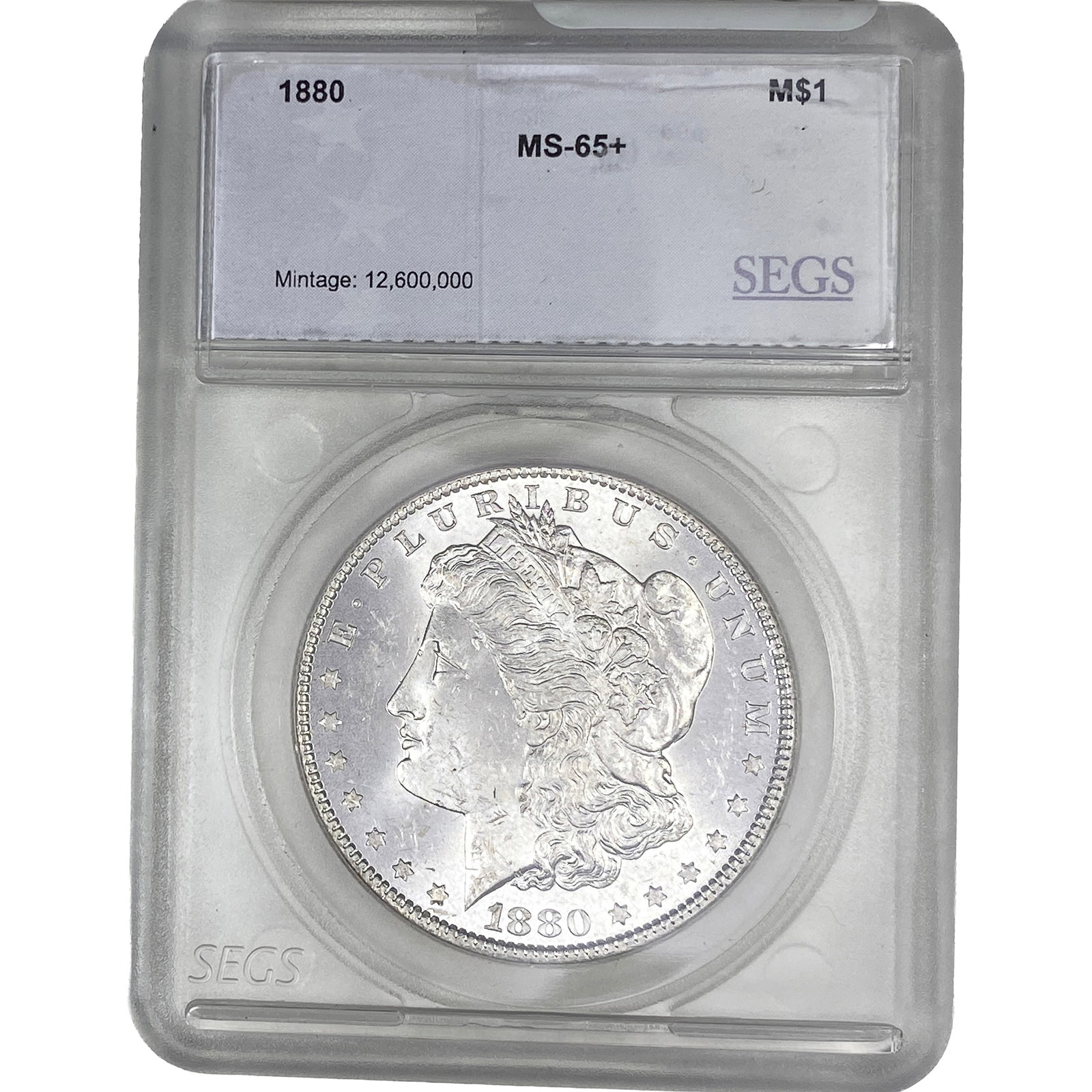 1880 Morgan Silver Dollar SEGS MS65+: 1880 Morgan Silver Dollar SEGS MS65+