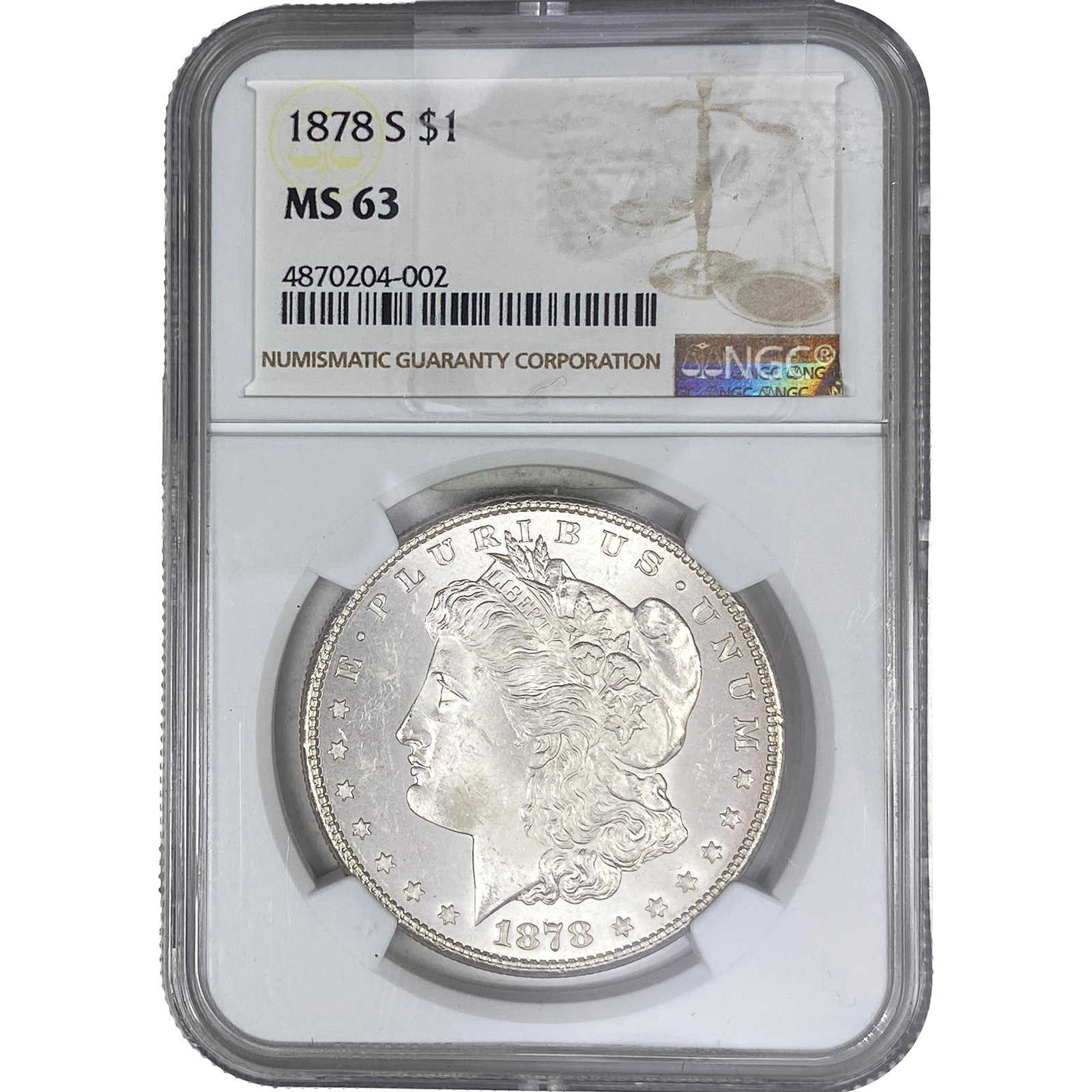 1878-S Morgan Silver Dollar NGC MS63: 1878-S Morgan Silver Dollar NGC MS63