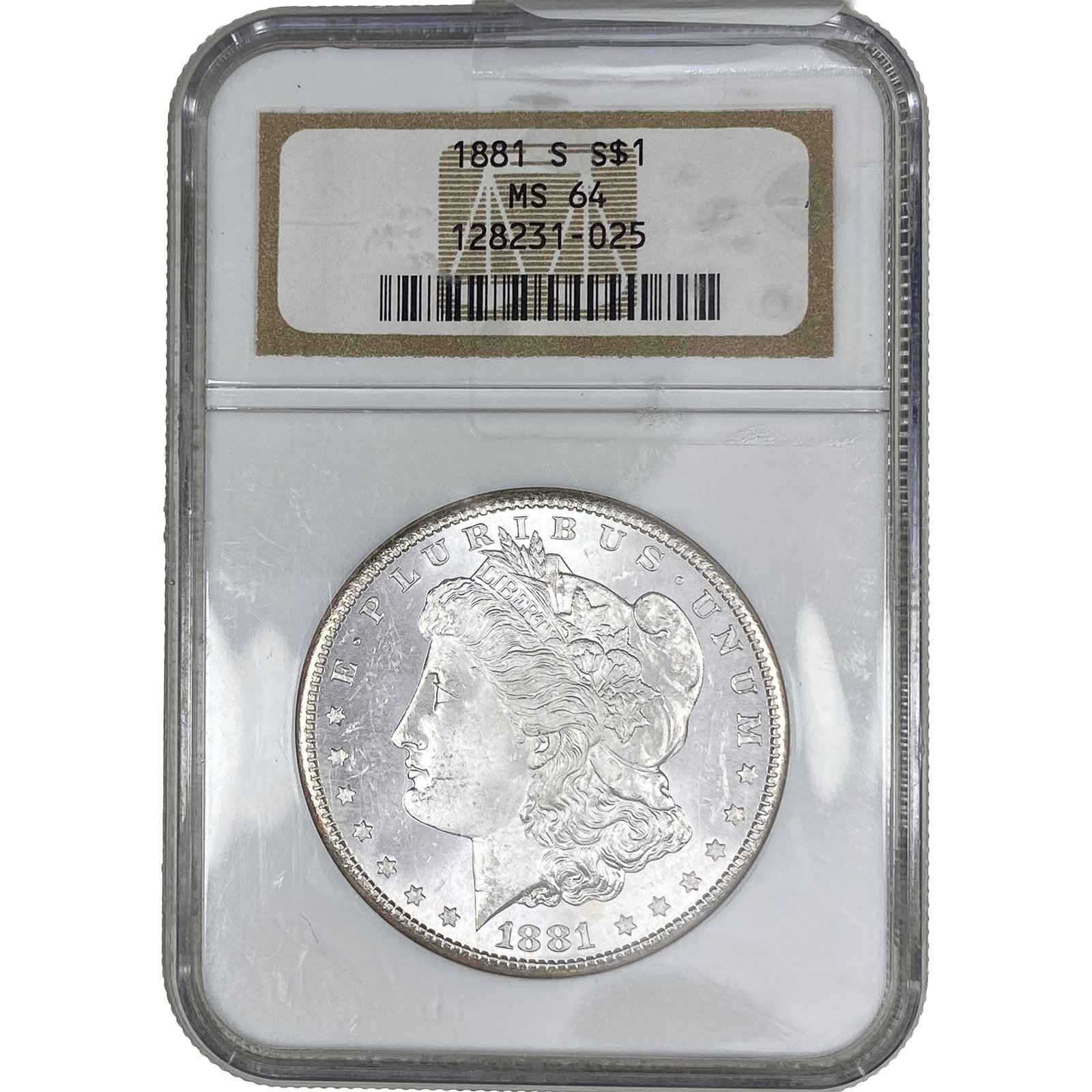 1881-S Morgan Silver Dollar NGC MS64: 1881-S Morgan Silver Dollar NGC MS64