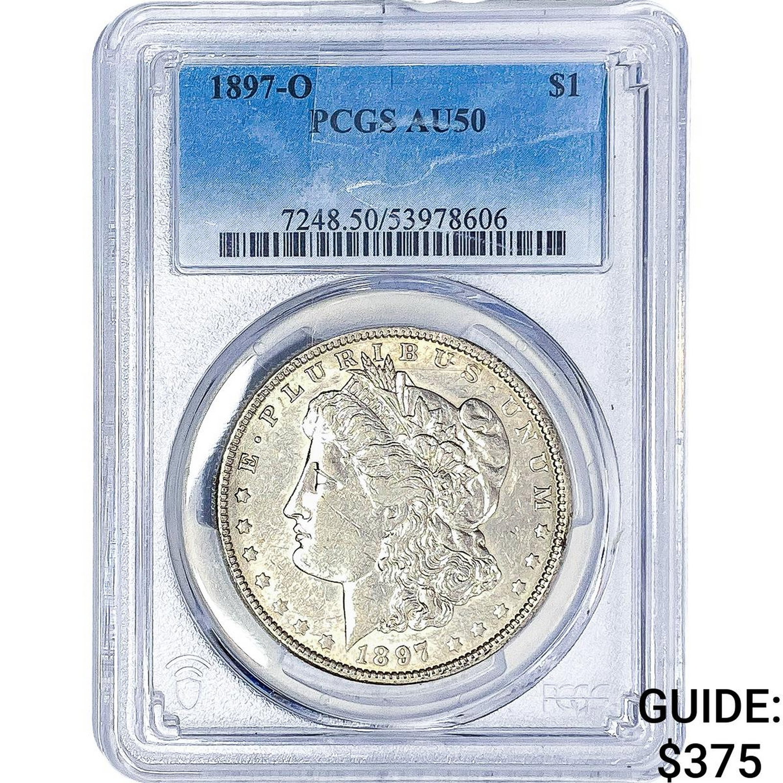 1897-O Morgan Silver Dollar PCGS AU50: 1897-O Morgan Silver Dollar PCGS AU50