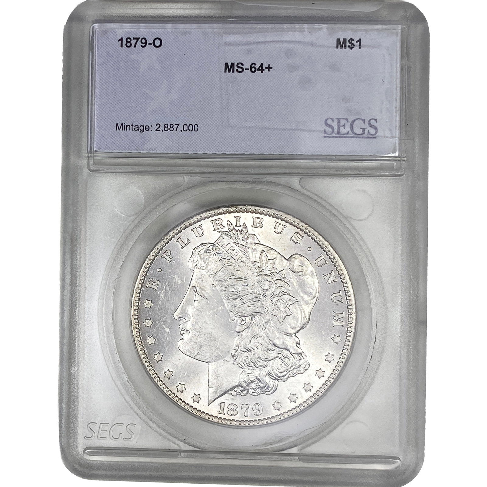1879-O Morgan Silver Dollar SEGS MS64+: 1879-O Morgan Silver Dollar SEGS MS64+