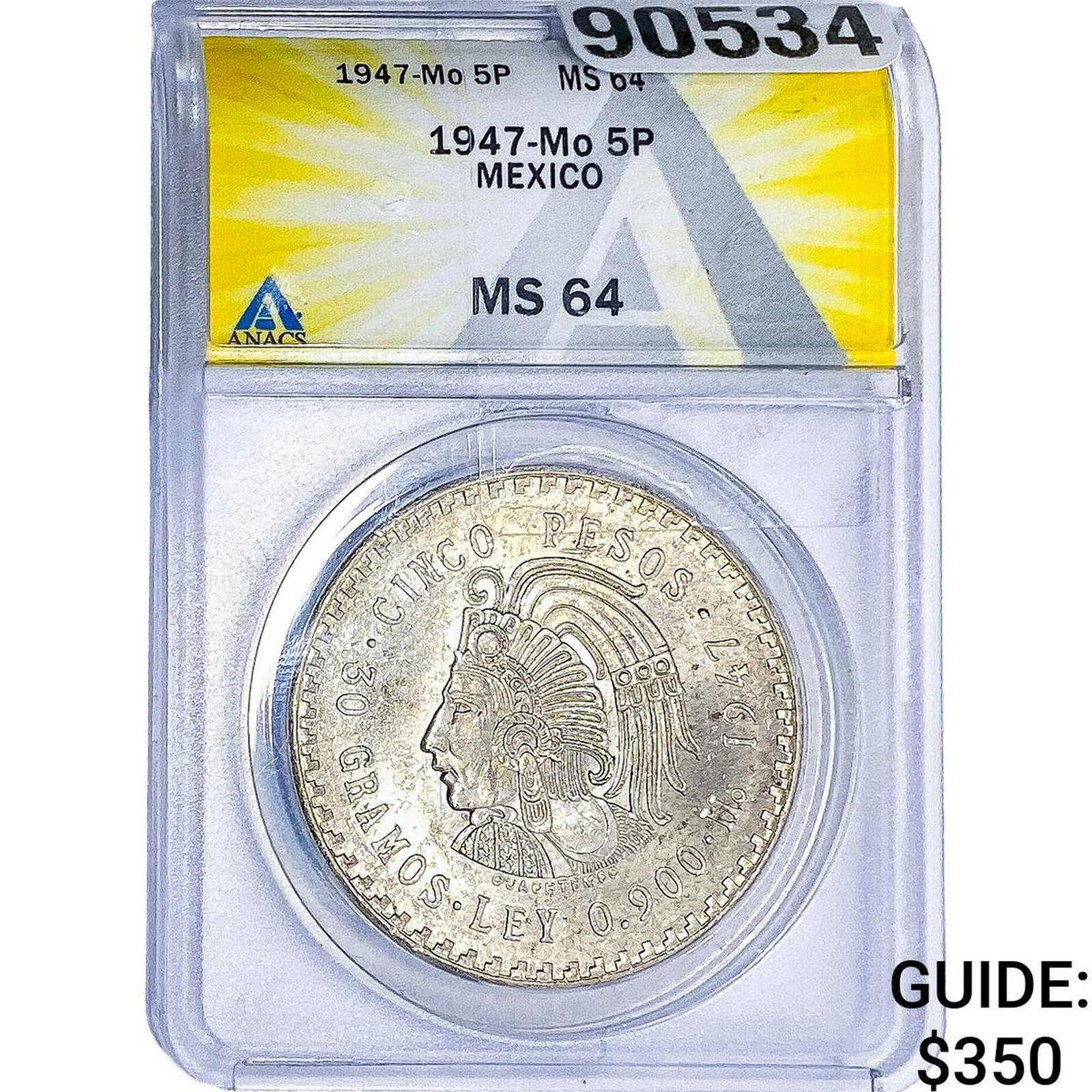 1947-Mo Mexico Silver 5 Pesos ANACS MS64 (1 of 2)