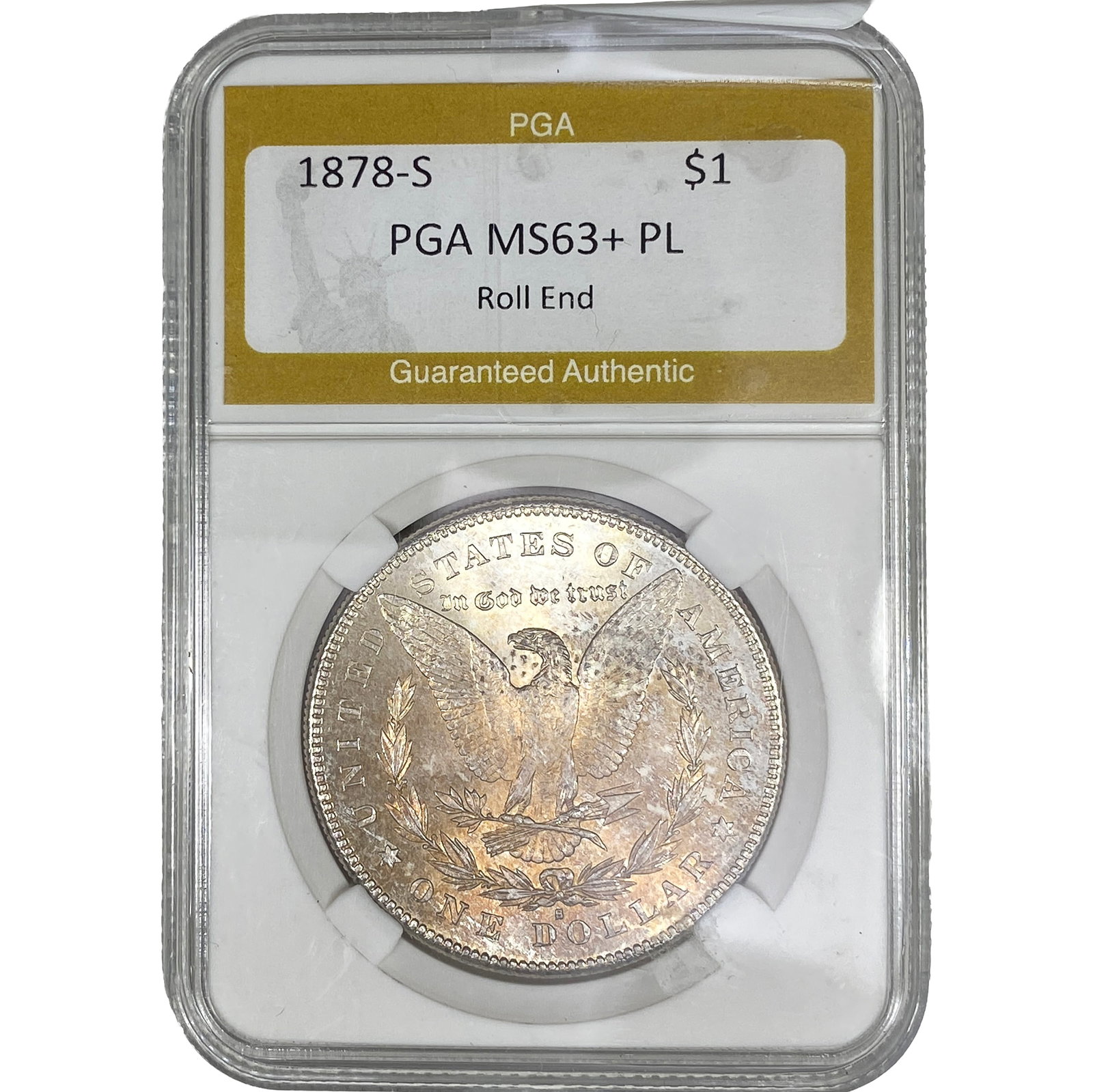 1878-S Morgan Silver Dollar PGA MS63+ PL Roll End: 1878-S Morgan Silver Dollar PGA MS63+ PL Roll End