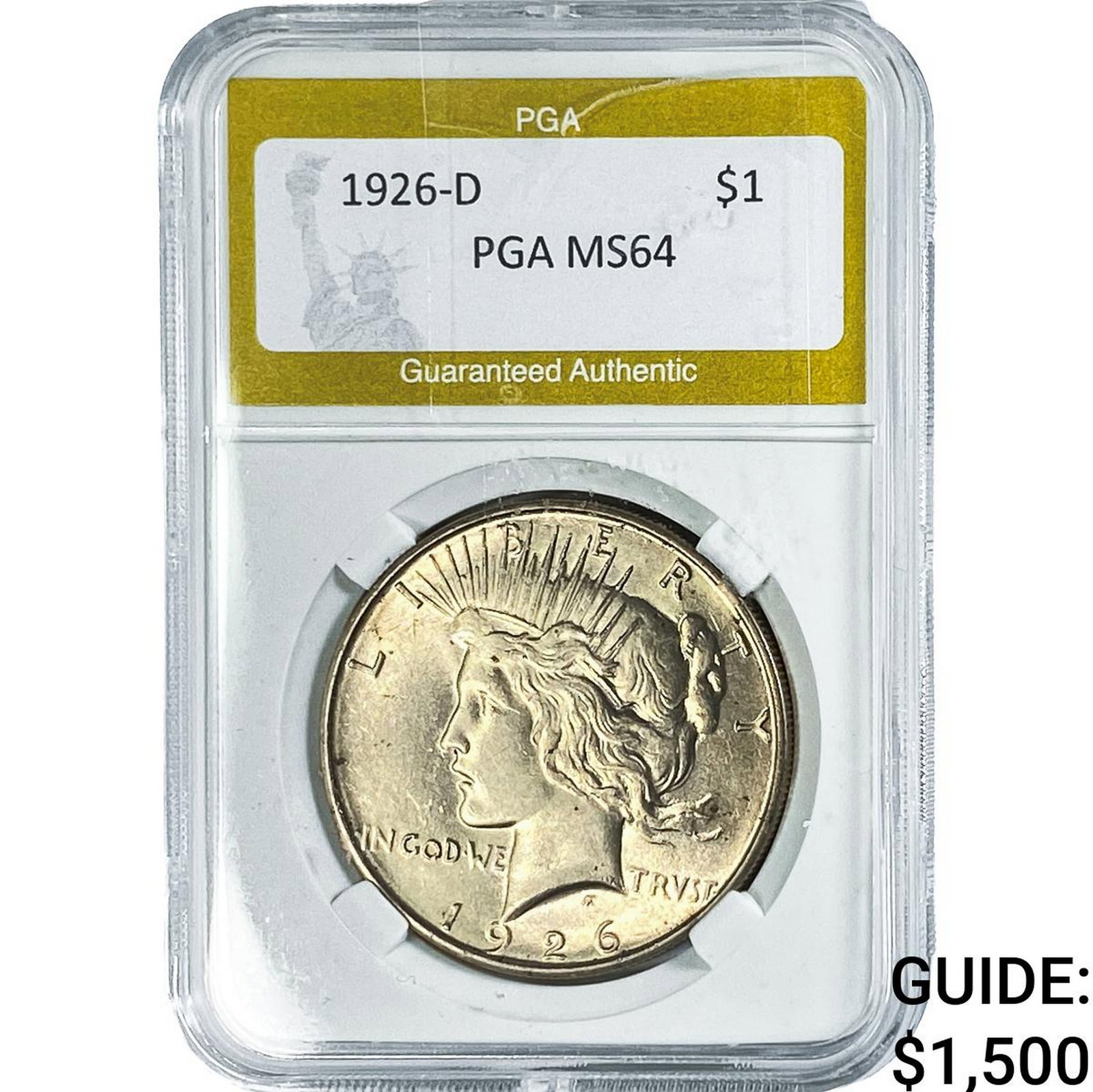 1926-D Silver Peace Dollar PGA MS64: 1926-D Silver Peace Dollar PGA MS64