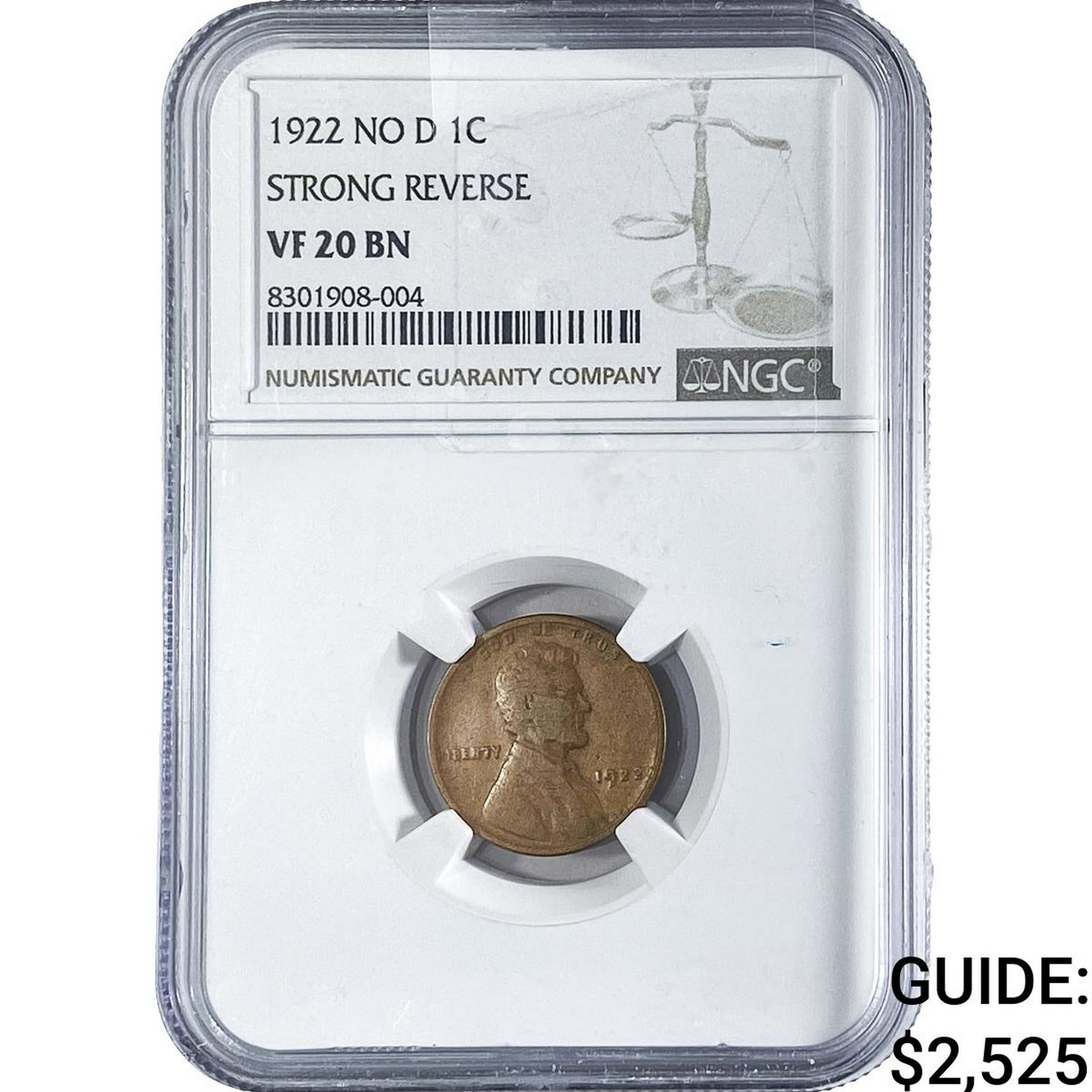 1922 No D Wheat Cent NGC VF20 BN Strong Rev. (1 of 2)