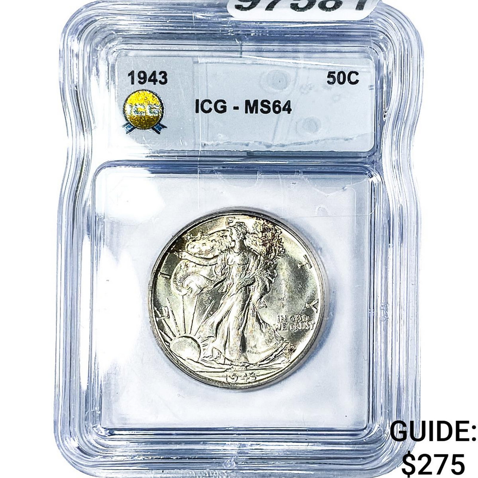 1943 Walking Liberty Half Dollar ICG MS64: 1943 Walking Liberty Half Dollar ICG MS64