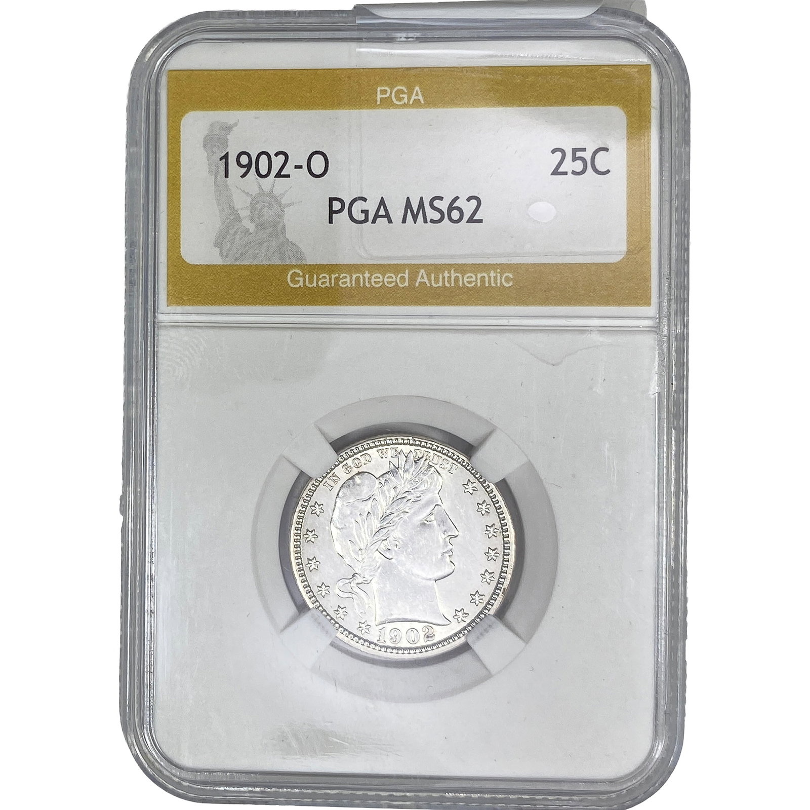 1902-O Barber Quarter PGA MS62: 1902-O Barber Quarter PGA MS62