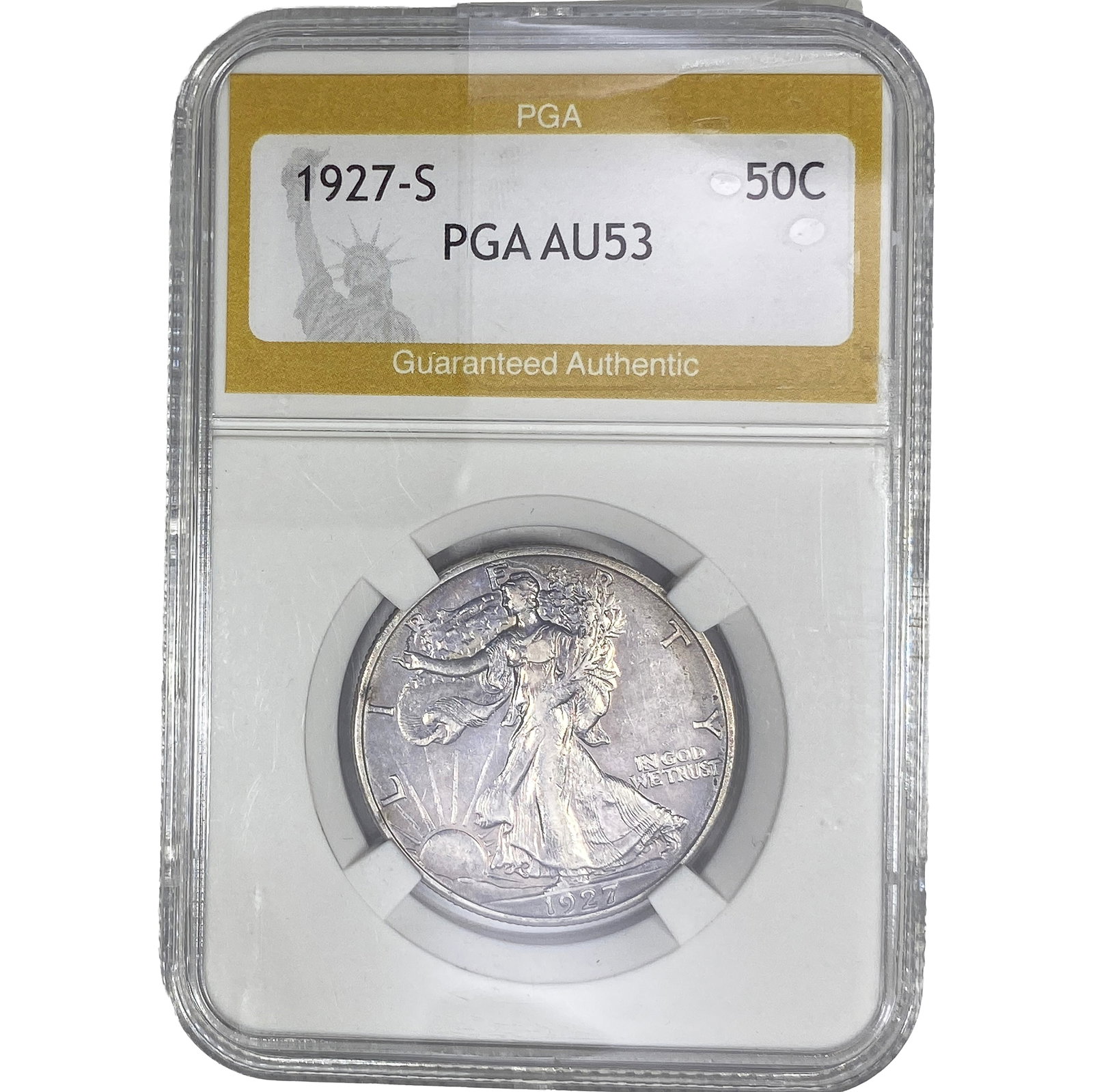 1927-S Walking Liberty Half Dollar PGA AU53: 1927-S Walking Liberty Half Dollar PGA AU53