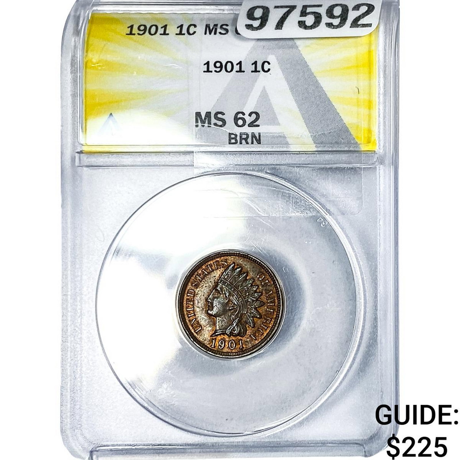 1901 Indian Head Cent ANACS MS62 BRN: 1901 Indian Head Cent ANACS MS62 BRN