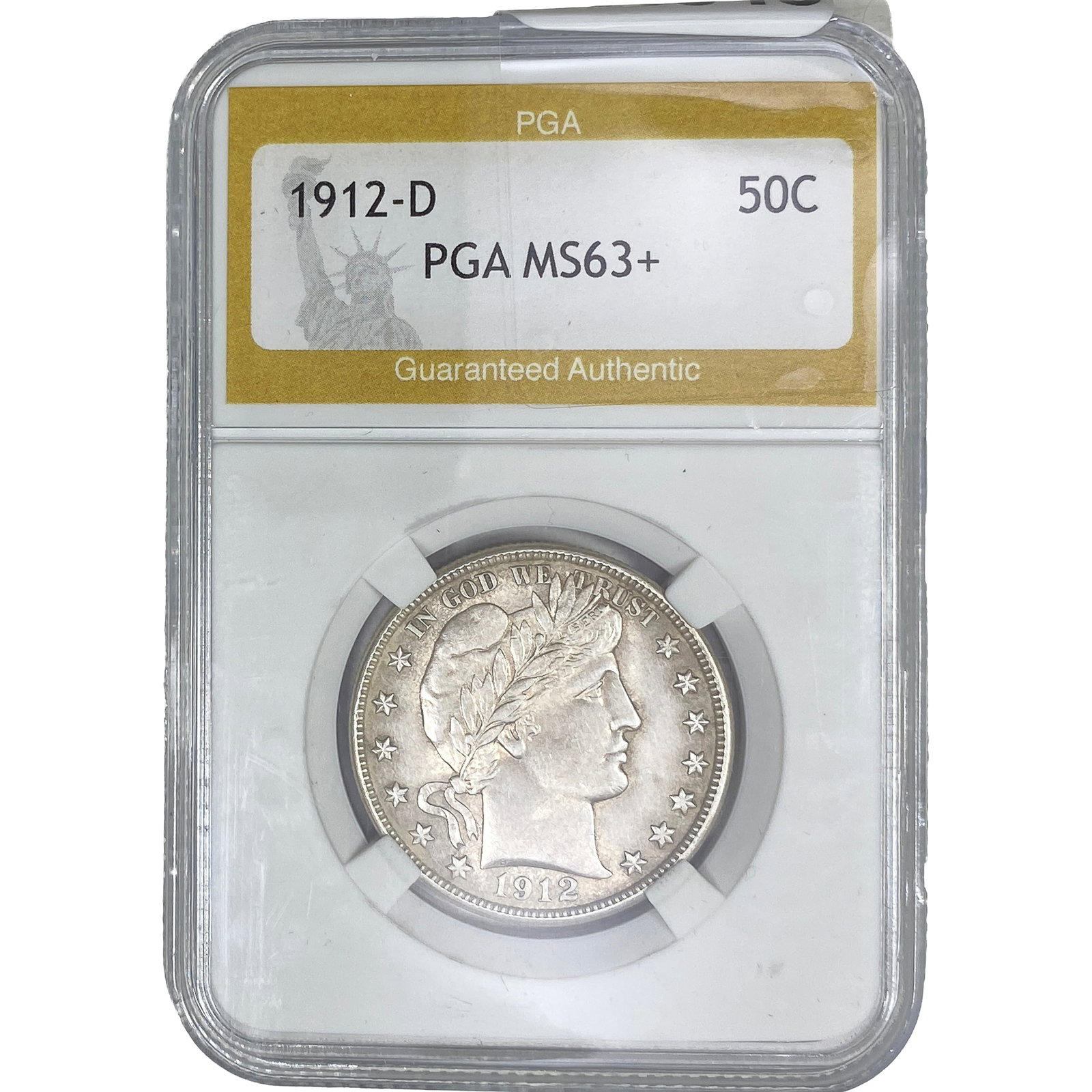 1912-D Barber Half Dollar PGA MS63+: 1912-D Barber Half Dollar PGA MS63+