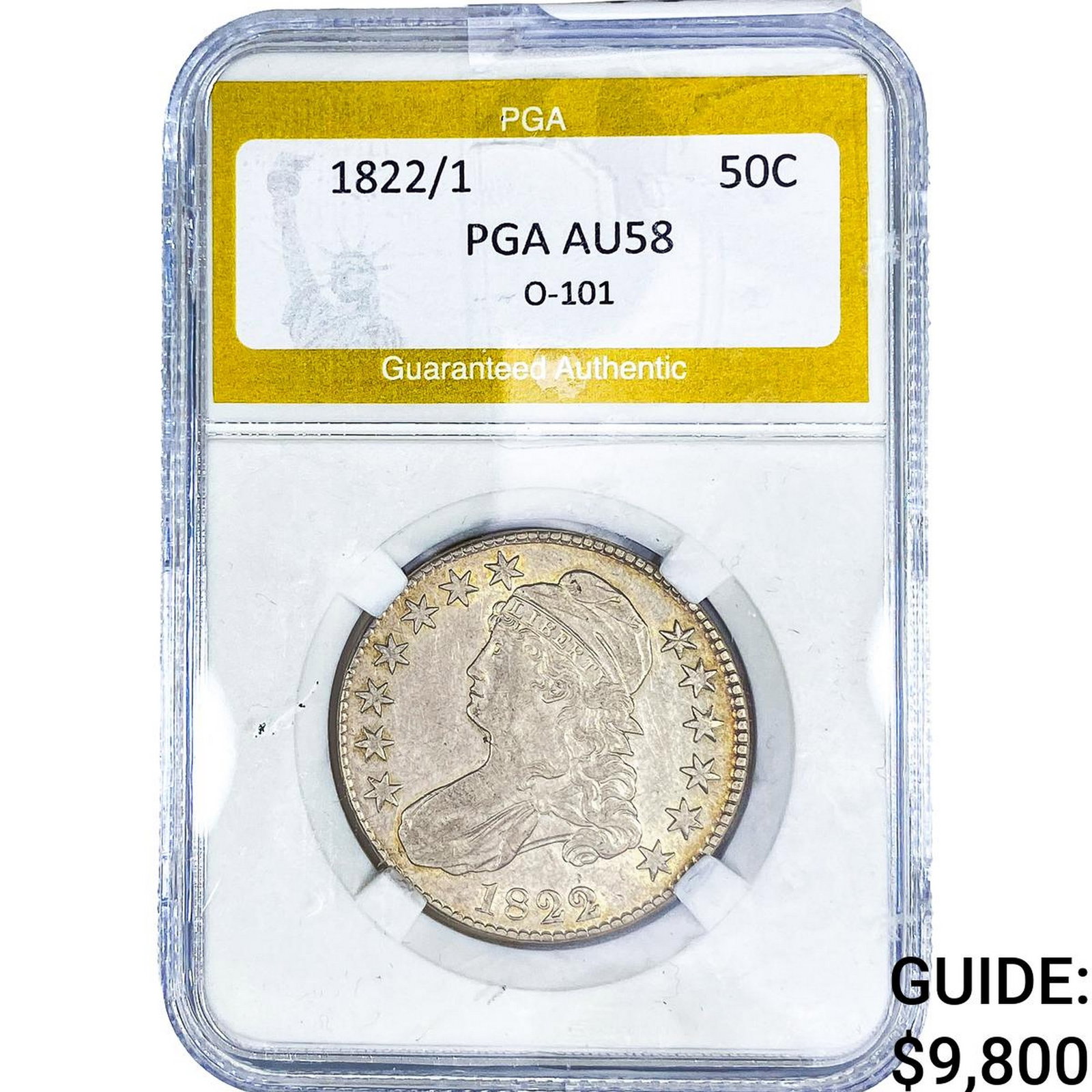 1822/1 Capped Bust Half Dollar PGA AU58 O-101: 1822/1 Capped Bust Half Dollar PGA AU58 O-101