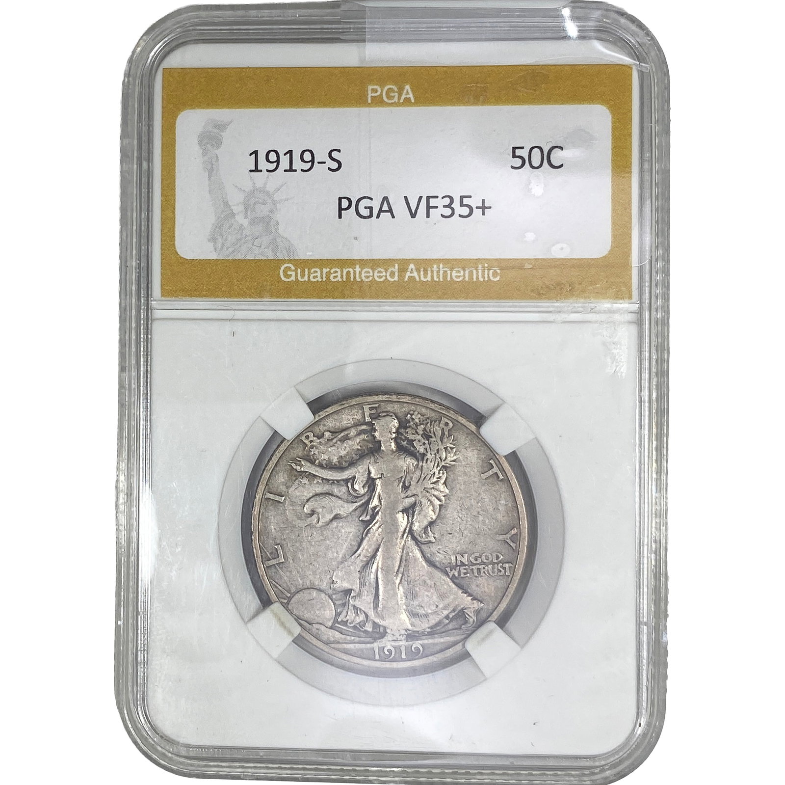 1919-S Walking Liberty Half Dollar PGA VF35+: 1919-S Walking Liberty Half Dollar PGA VF35+