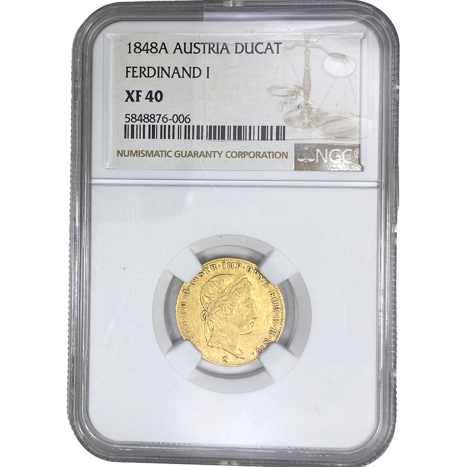 1848A Austria Ferdinand I Gold Ducat NGC XF40 (1 of 2)