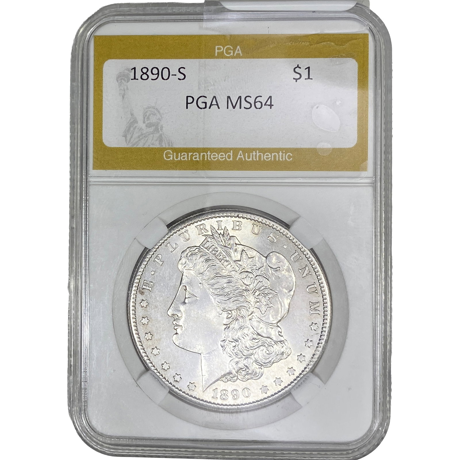 1890-S Morgan Silver Dollar PGA MS64: 1890-S Morgan Silver Dollar PGA MS64