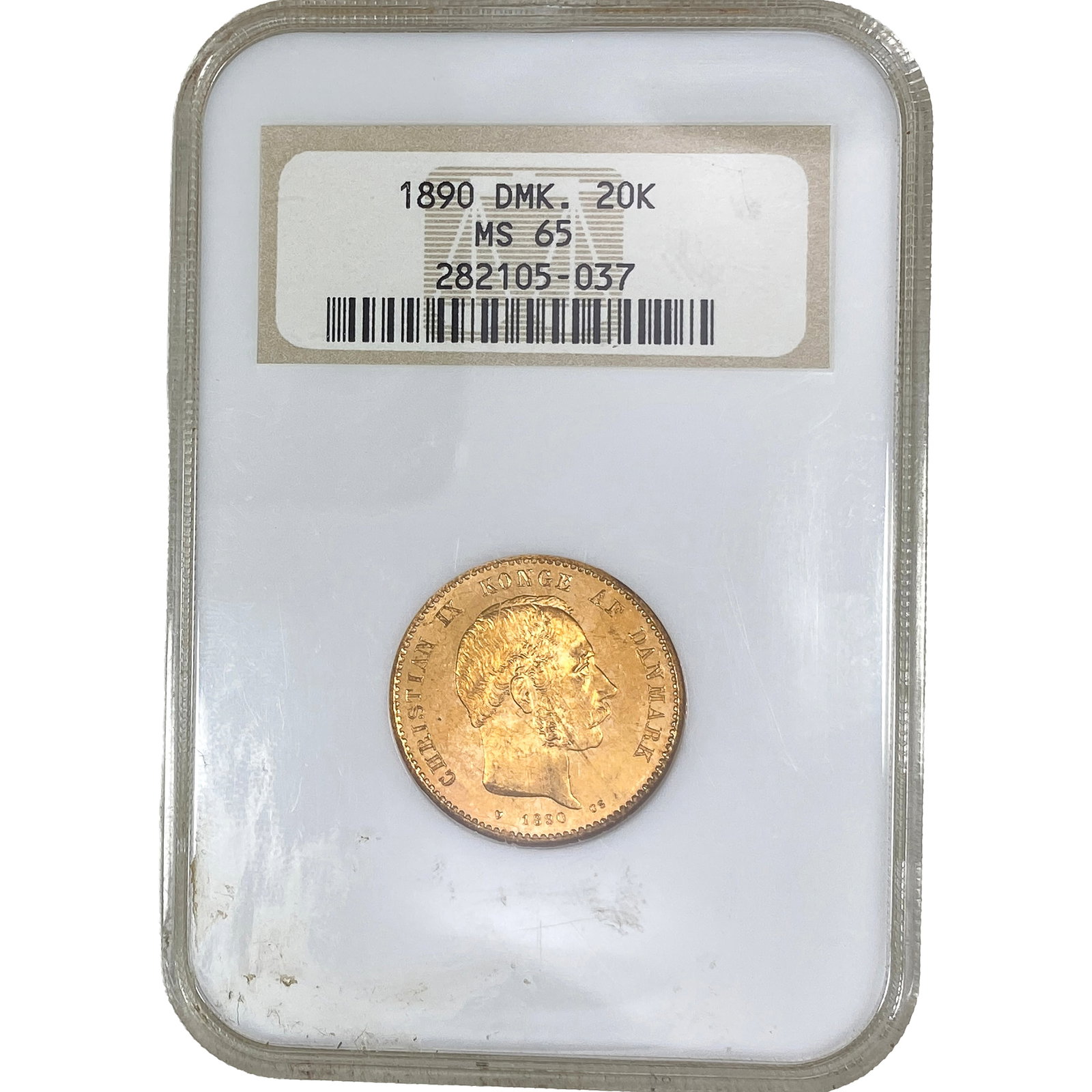 1890 Denmark Gold 20 Kroner NGC MS65: 1890 Denmark Gold 20 Kroner NGC MS65