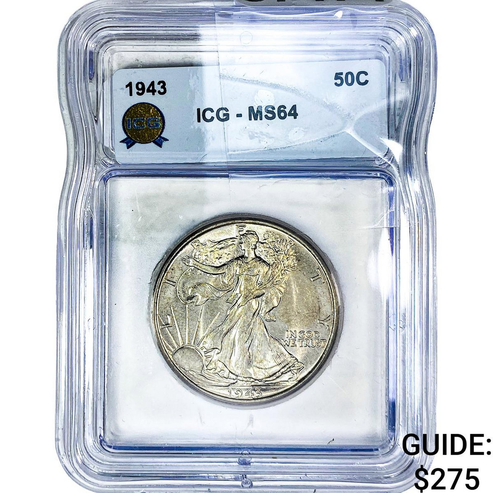 1943 Walking Liberty Half Dollar ICG MS64: 1943 Walking Liberty Half Dollar ICG MS64