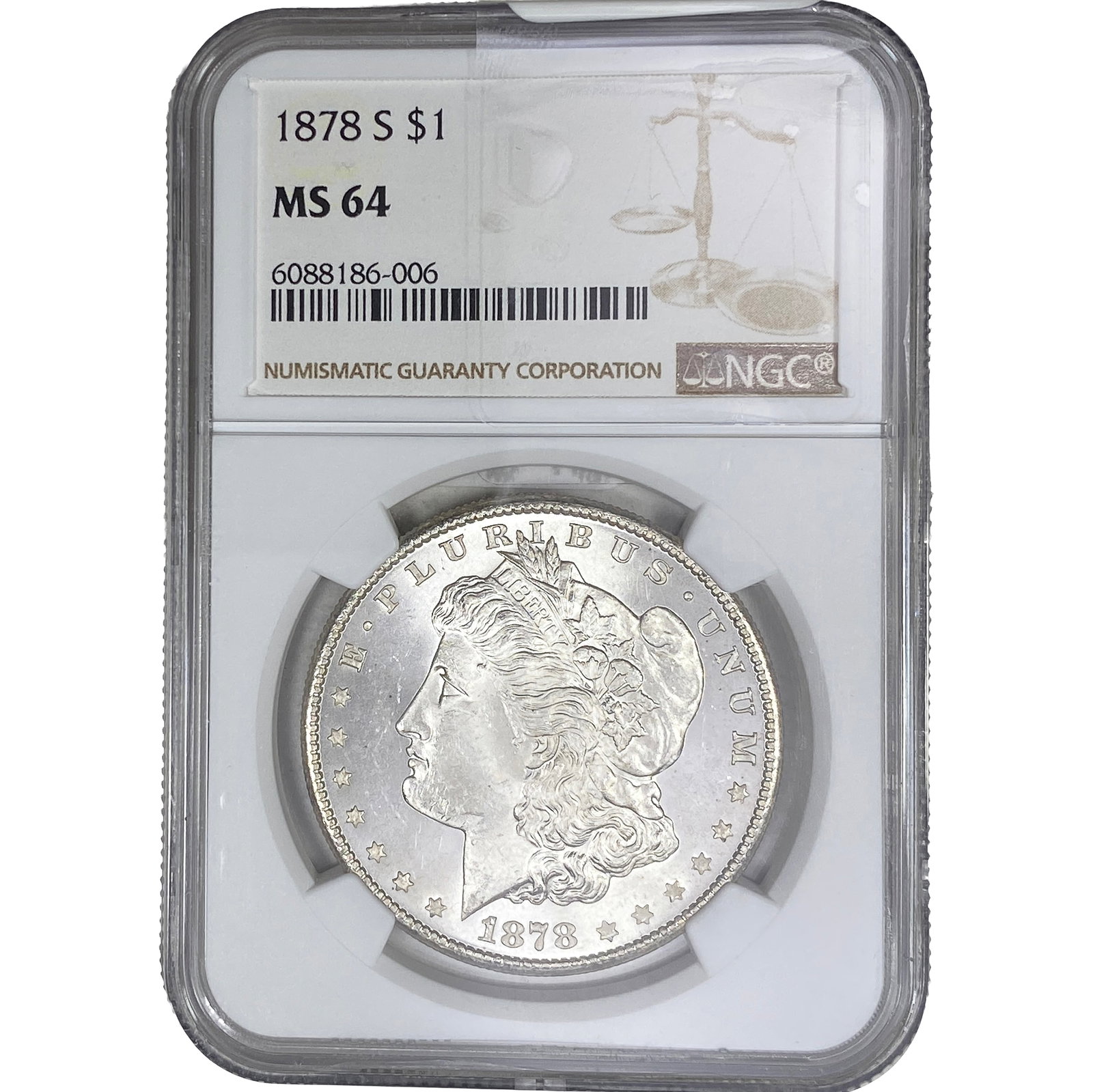 1878-S Morgan Silver Dollar NGC MS64: 1878-S Morgan Silver Dollar NGC MS64