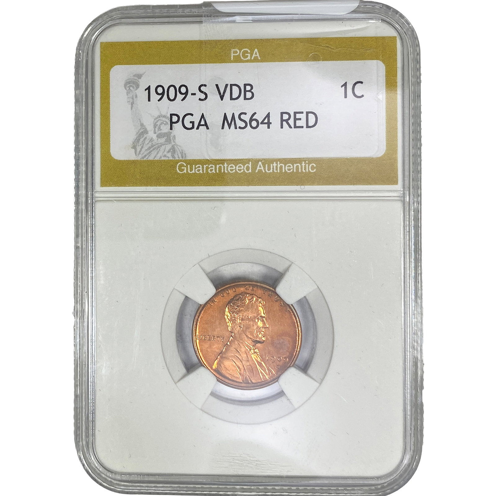 1909-S VDB Wheat Cent PGA MS64 Red: 1909-S VDB Wheat Cent PGA MS64 Red